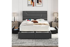 Yaheetech Queen Bed Frame Mattress Foundation with Drawers & USB Ports