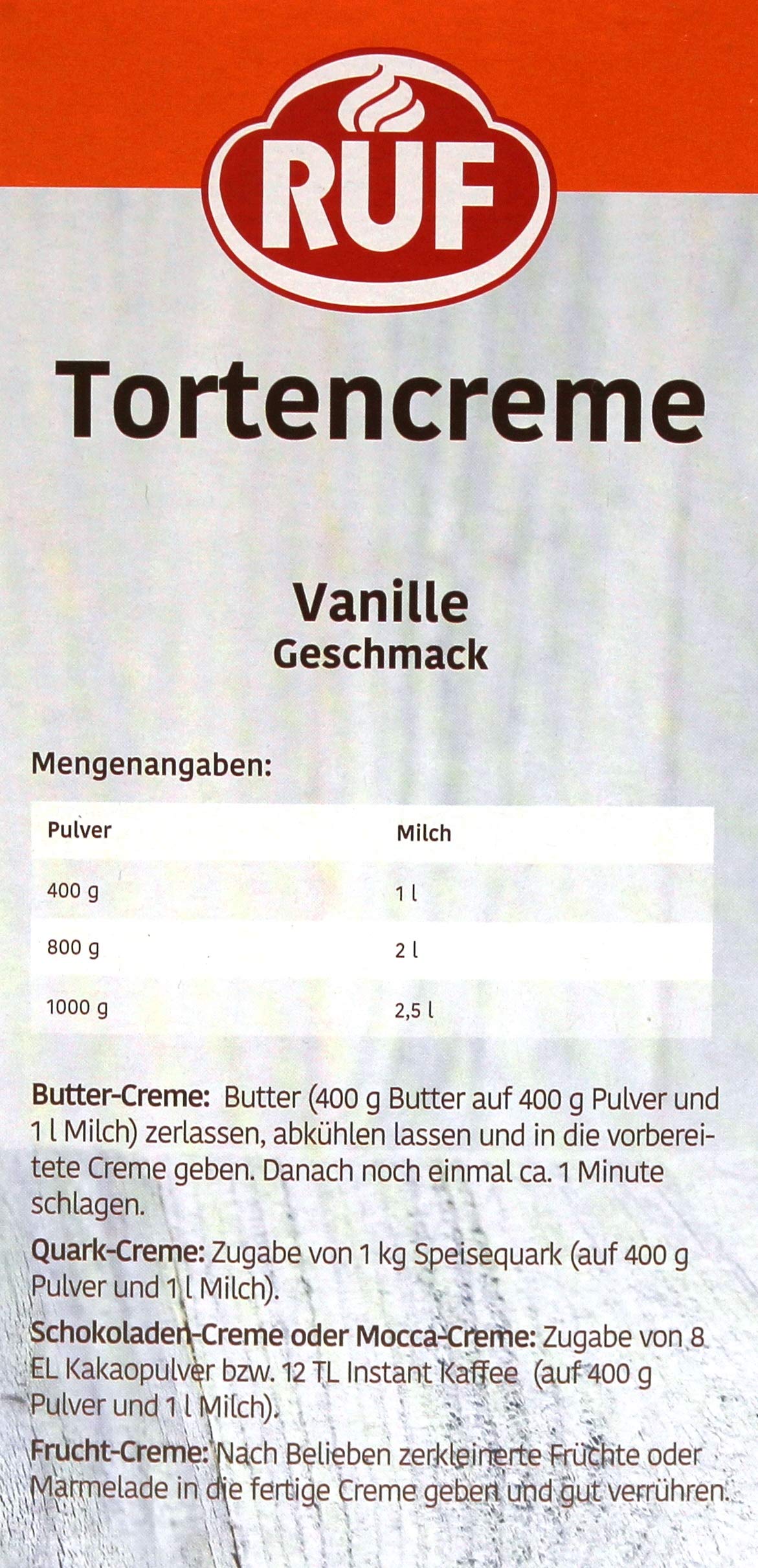 RUF Tortencreme Vanille, 5er Pack (5 x 1 kg)