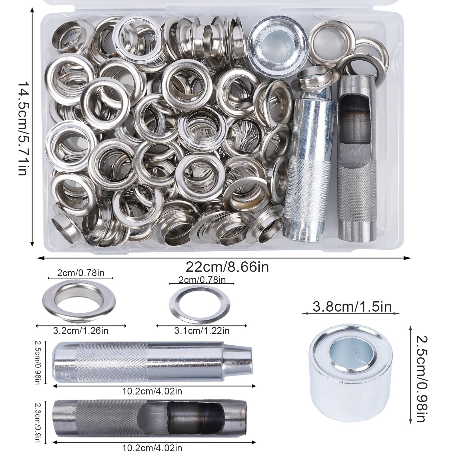 Luabue 200PCS 20MM Grommets Eyelets Tarpaulin Repair Kit Eyelet Punch Kit Metal Eyelets for Fabric Leather Craft Tarpaulin Curtains DIY and Decoration - Image 2