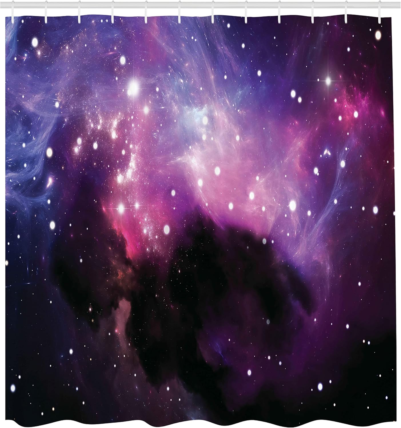 Ambesonne Space Shower Curtain, Futuristic Nebula Dust Cloud on Milky Way Cosmos Dark Matter Energy Interstellar, Cloth Fabric Bathroom Decor Set with Hooks, 69" W x 84" L, Purple Blue