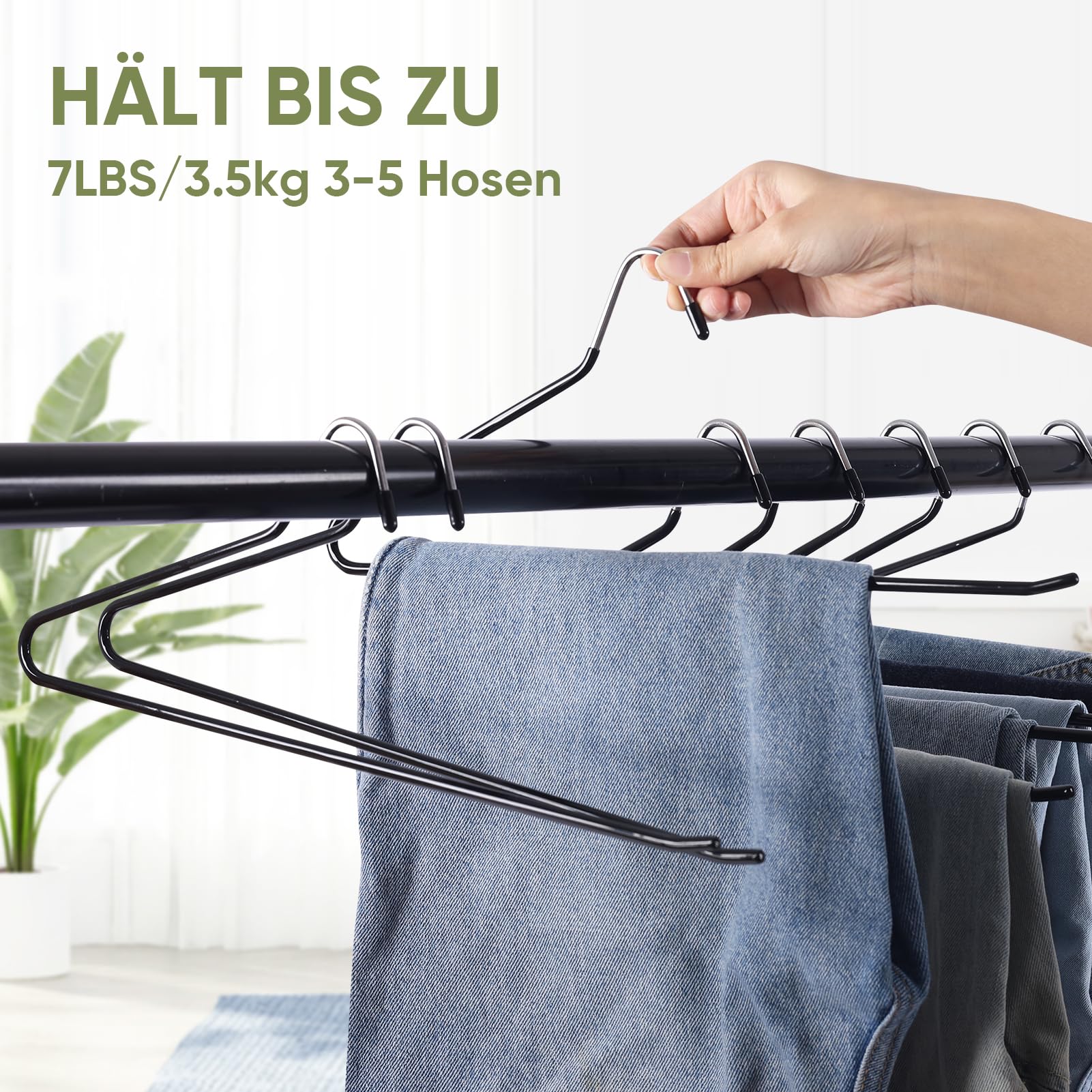 12 Pezzi Grucce per Pantaloni,Appendini per Pantaloni con Estremità Aperta con 5 Pinze, Antiscivolo Stand per Pantaloni Salvaspazio per Pantaloni, Jeans, Sciarpe, Asciugamani Bianco