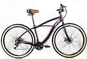 BICICLETA BEACH ALUMINIO FREIO A DISCO RINO - CAMBIOS SH 21V - CUBO ROLETADO (19, Violeta)