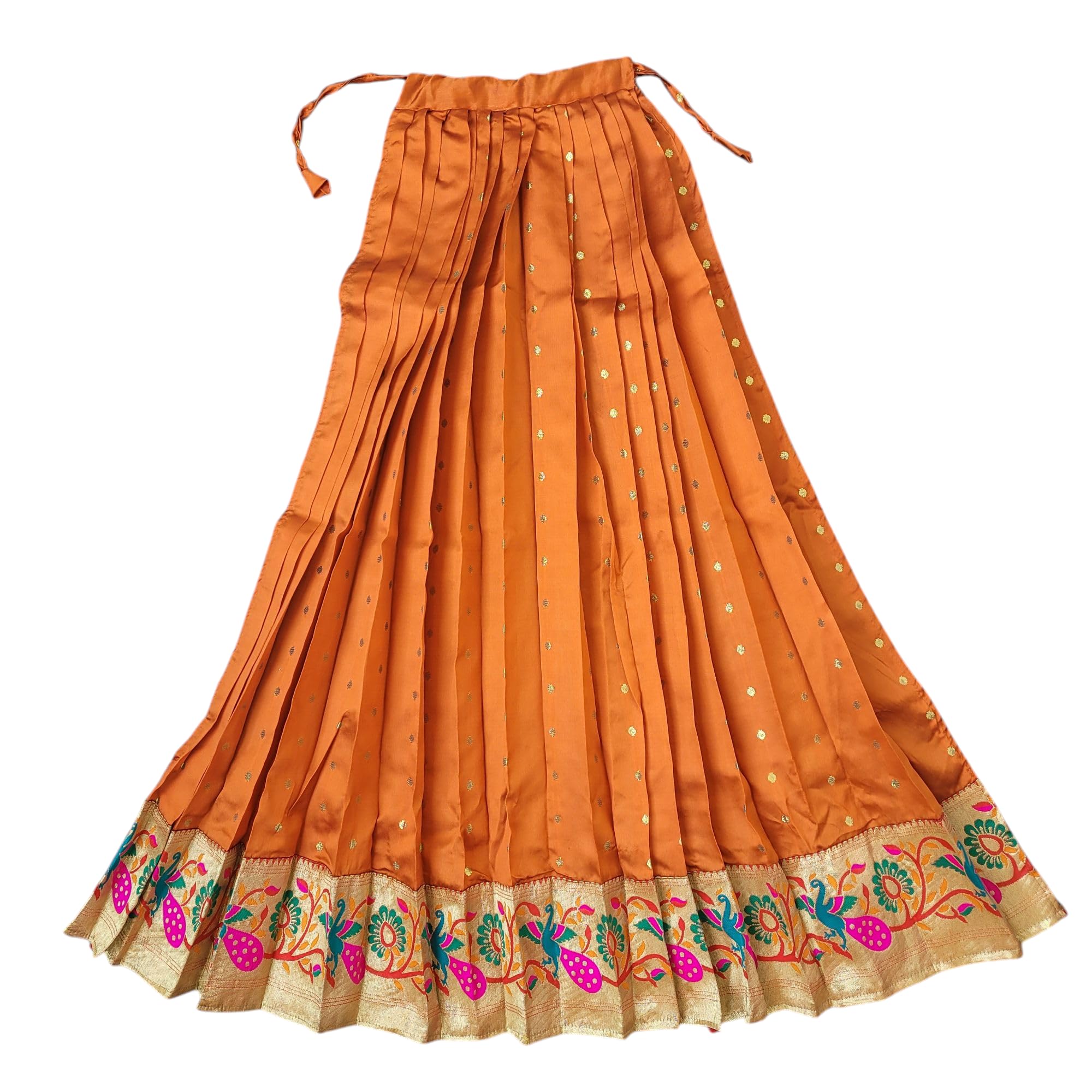 PUNYATVA Gudhi Vastra for Gudhi Padwa Festival (Paithani, Orange) | Traditional Maharashtrian Gudi Cover Saree Cloth for GudiPadva | Readymade Ugadi & GudhiPadawa Decoration Pooja Décor