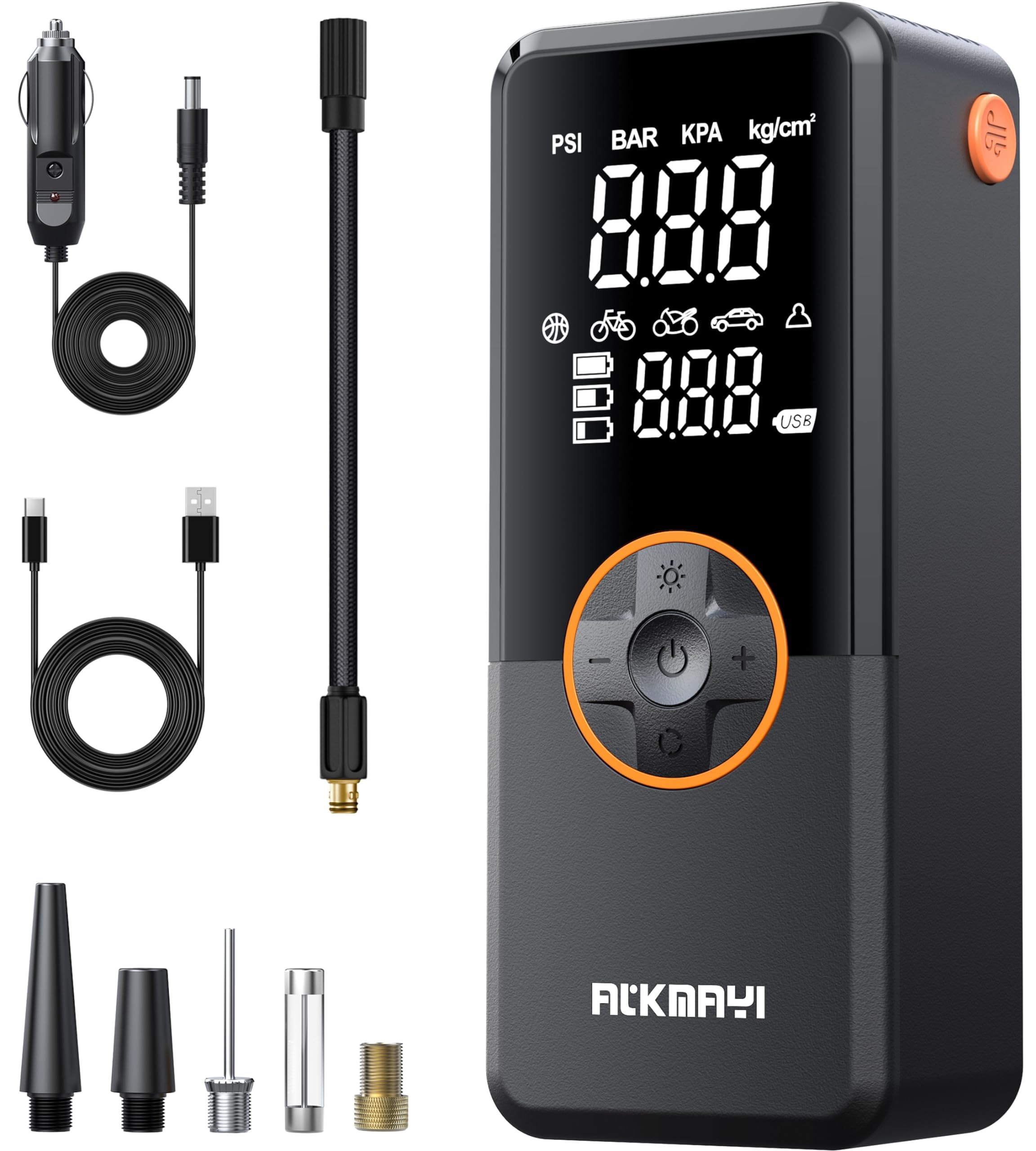 Tire Inflator Portable Air Compressor, 150PSI Air Pump for Car Tires, Cordless Air Compressor with Inflation and Deflation Modes, 12V DC Tire Pump for Car, Motorcycle, Bicycle, Balls