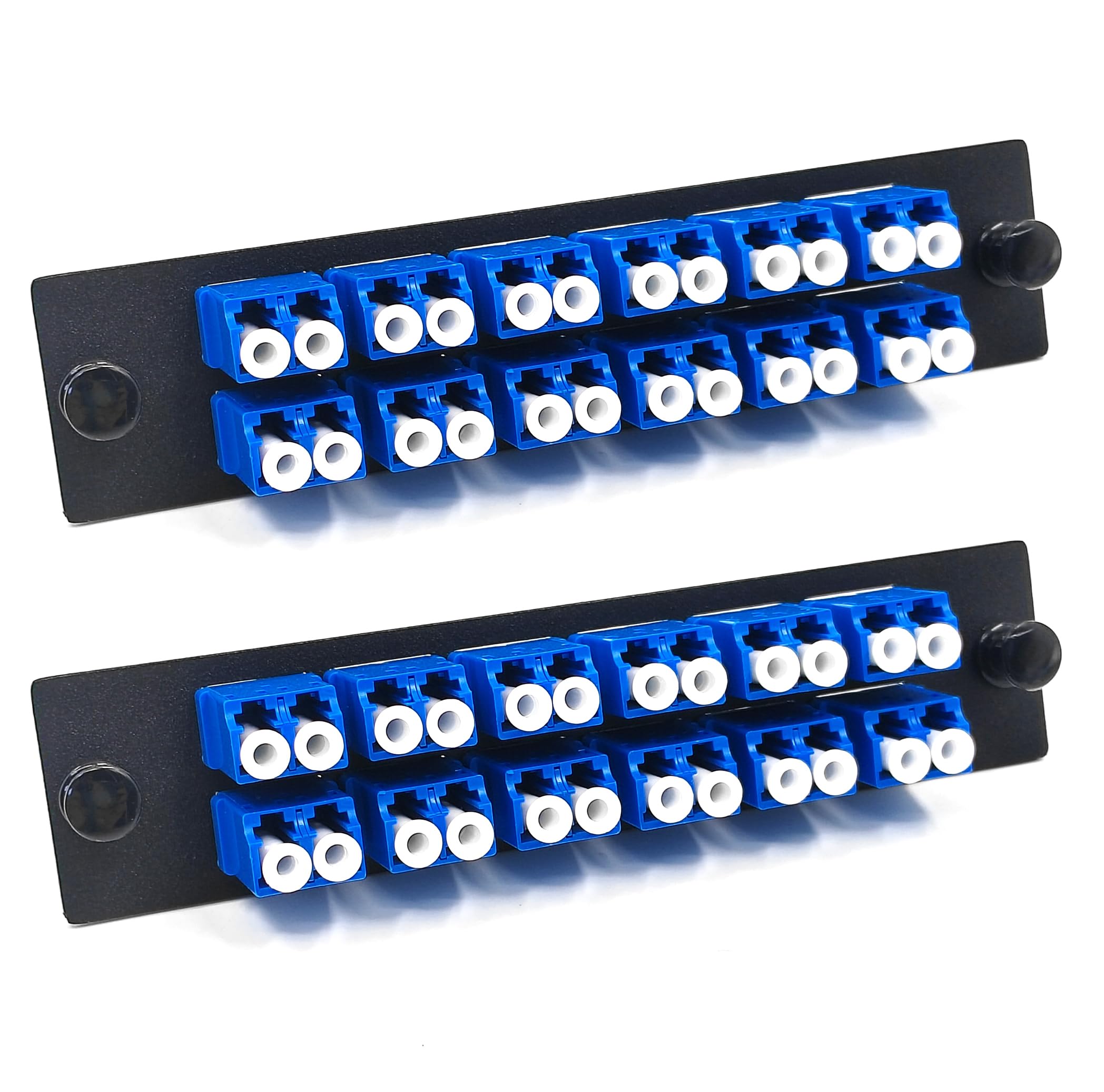 Lot de 2 panneaux de brassage en fibre duplex LC/UPC avec adaptateurs LC duplex monomode bleu, 24 ports fibre