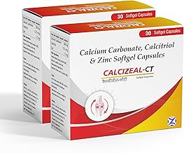 Calcium Carbonate, Calcitriol & Zinc Softgel Capsules | Calcizeal-CT - Bone Strength, Joint Support & Muscle Health Supplement | Best Calcium & Zinc Softgels for Bone Loss Prevention | 60 Capsules