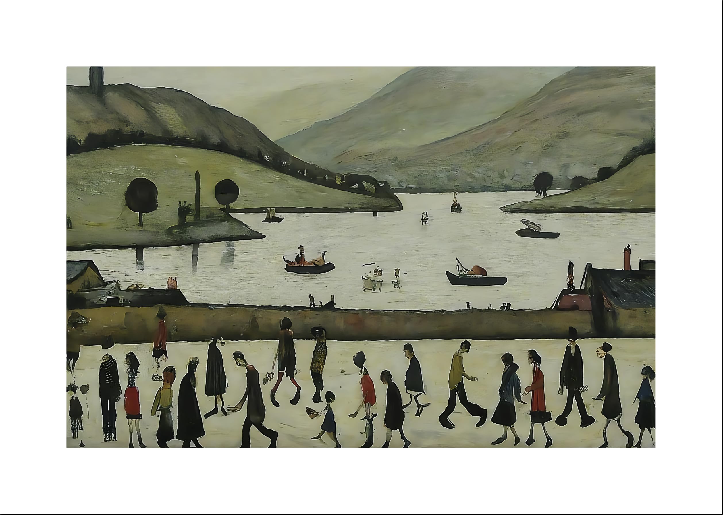 Greetingles Assorted Lowry Style Giclée Art Print 30 X 21Cm. Choice Of Designs And Frames. (Windermere)