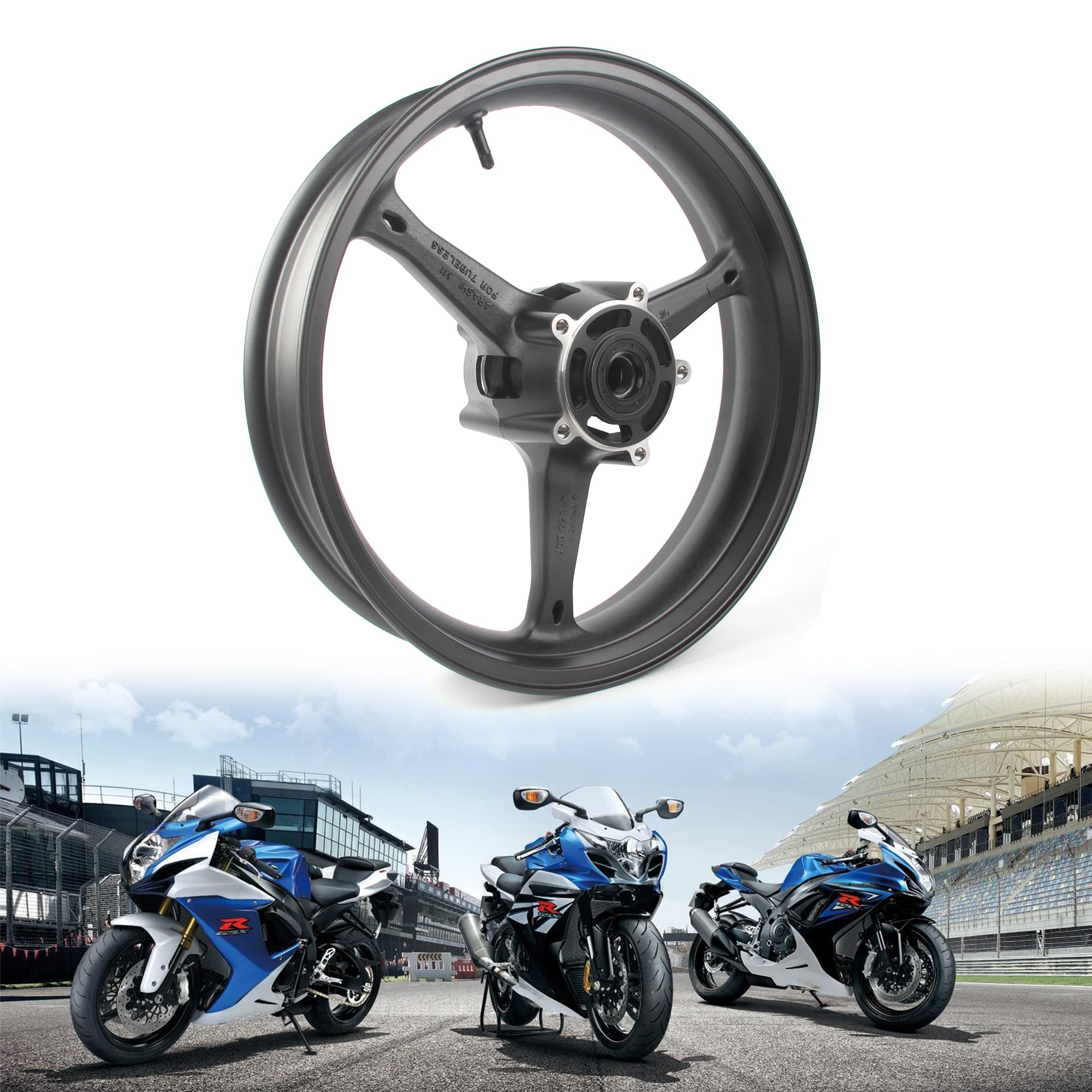 Cerchioni anteriori per Suzuki GSXR 600 750 2006 2007 K6 K7/GSXR 1000 2005-2008 K5-K8 accessori moto nero opaco GSX-R 600 750 1000 GSX-R600 GSXR600 GSXR750 XR1000. -