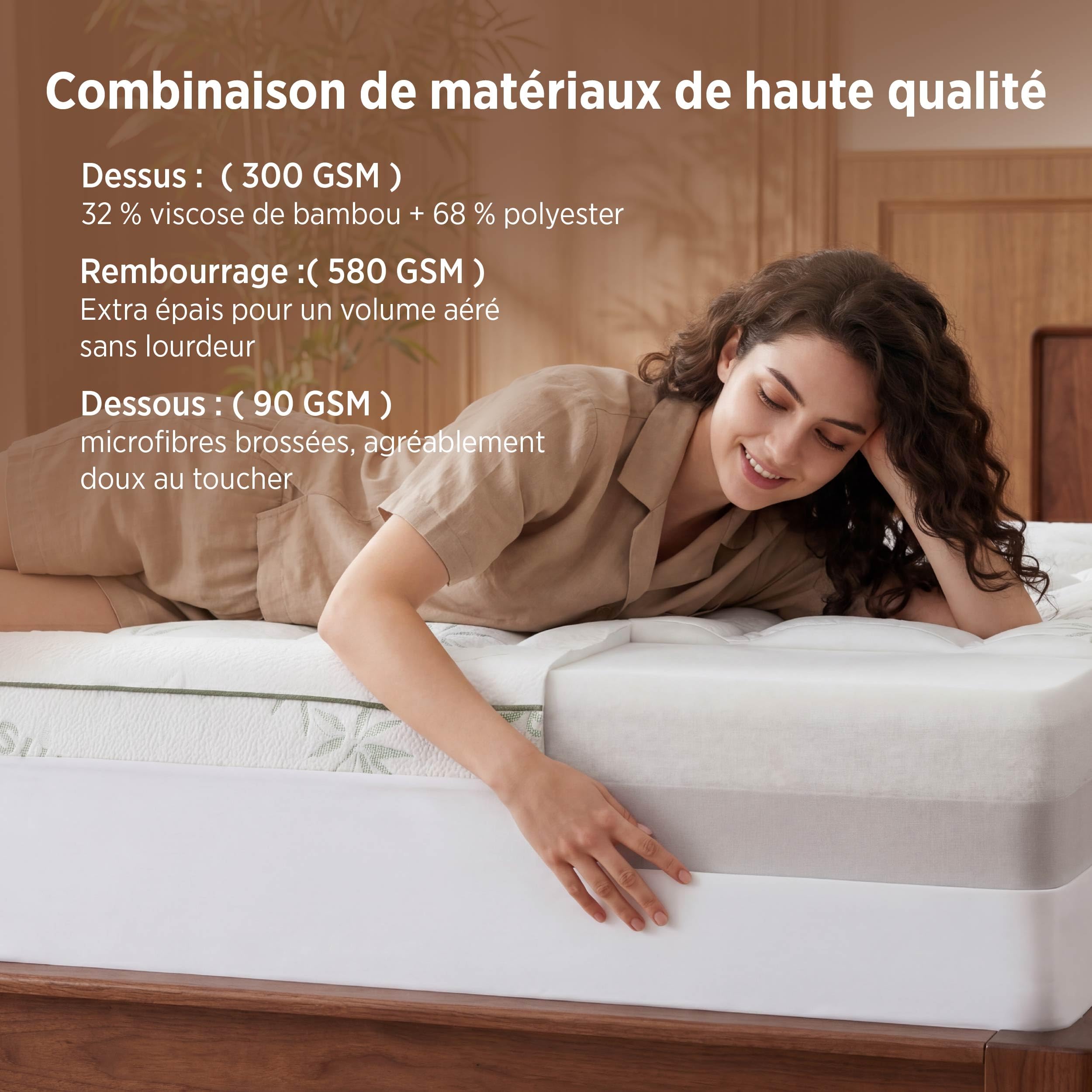 BEDSURE Surmatelas 160 x 200 cm - Confort Nuageux Protège-Matelas
