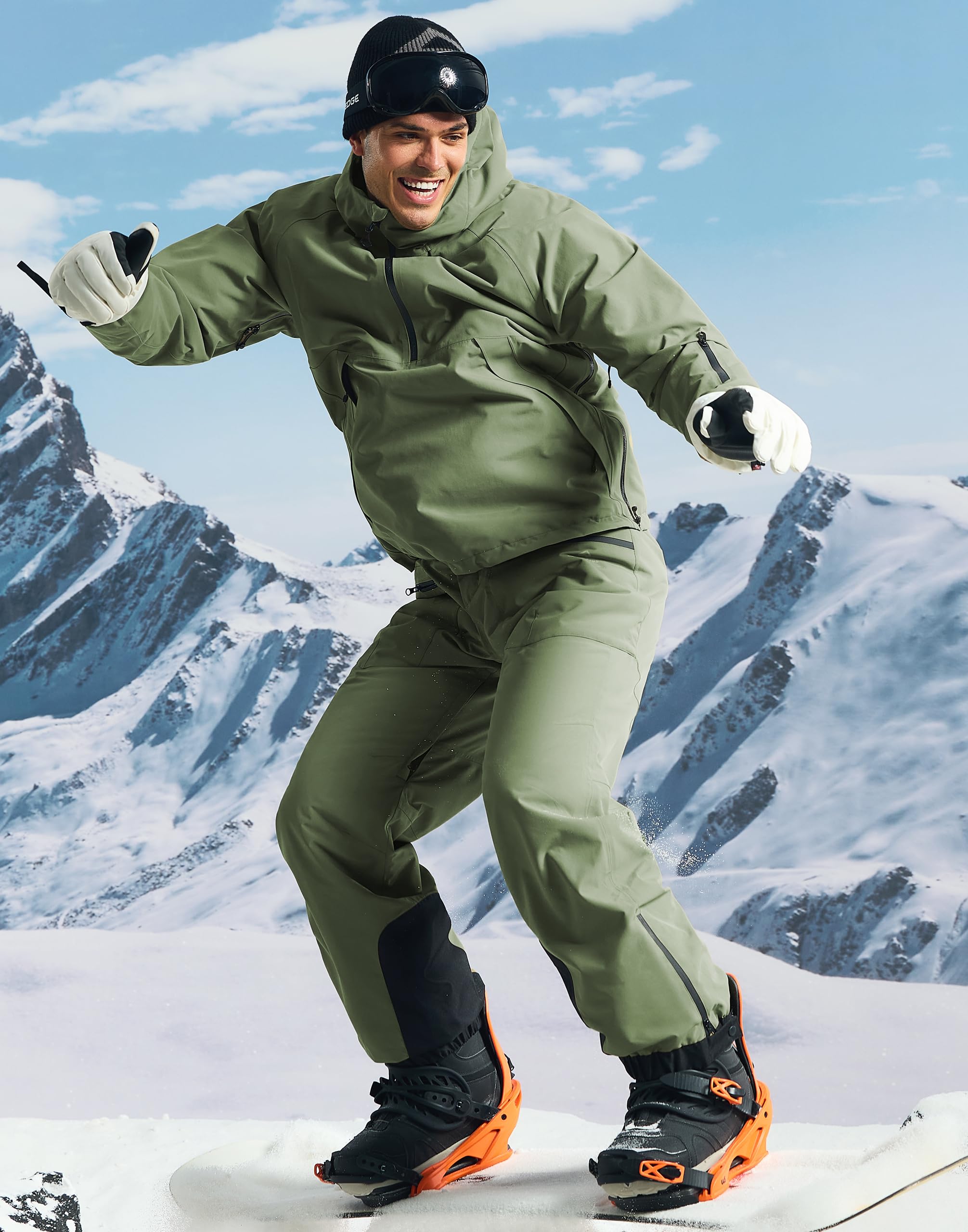 Pioneer Camp Męskie spodnie narciarskie Baggy wodoszczelne 15000 mm – spodnie narciarskie z regulowanymi ramiączkami i wentylacją – spodnie snowboardowe męskie na głęboki śnieg – oddychające 7000 g/㎡