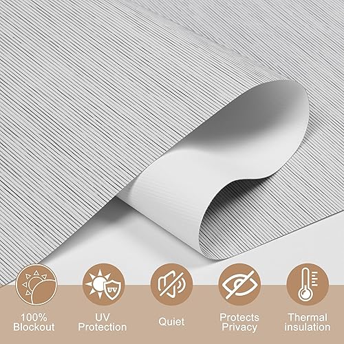 Miniatura 3 de Persianas enrollables opacas sin cordones para ventanas, con cenefa de casete, cortinas de ventana de jacquard a rayas para dormitorio, tela con