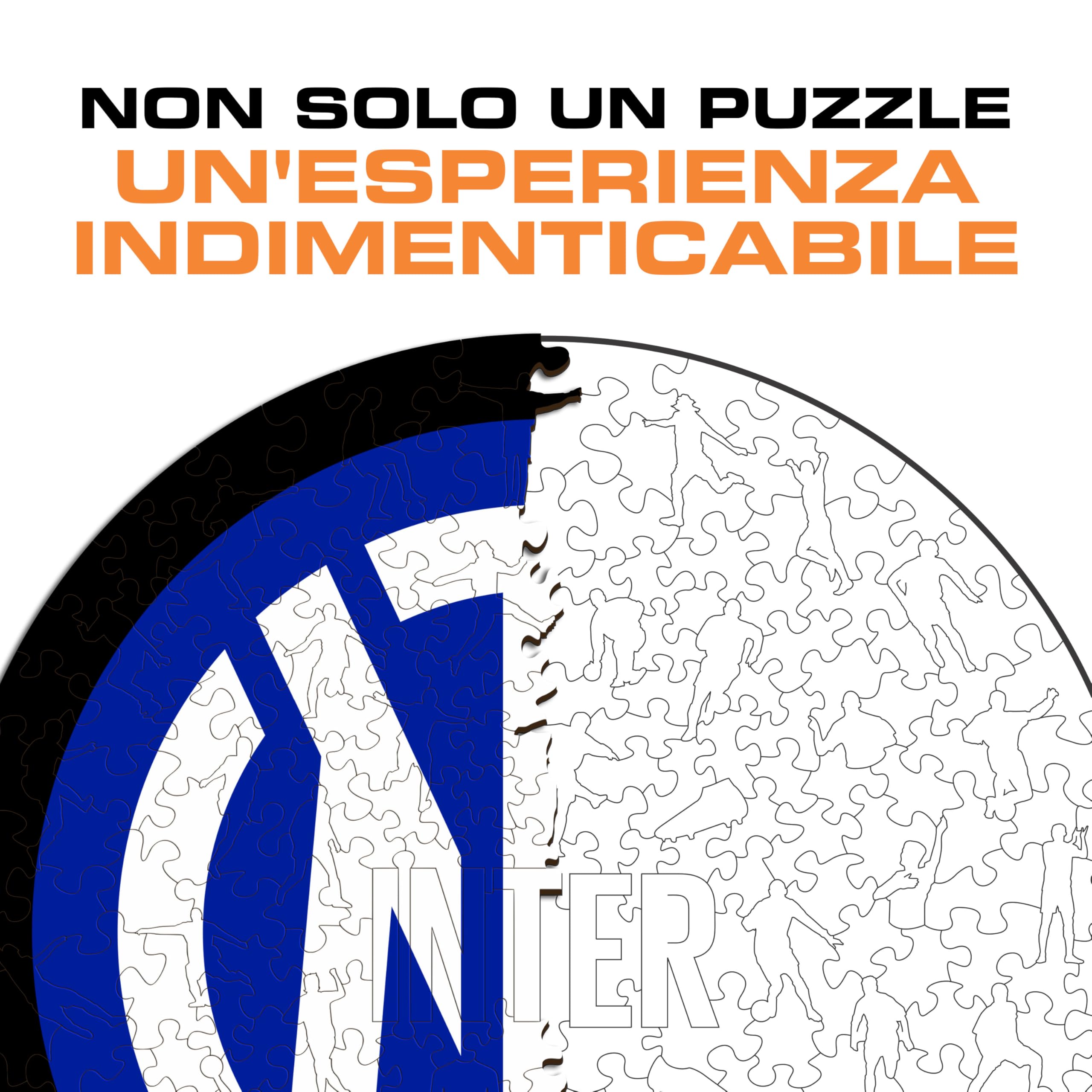 Inter Logo Prodotto ufficiale, Puzzle di Legno per Adulti e Bambini, Legno 100% Sostenibile, Logo, Taglia M
