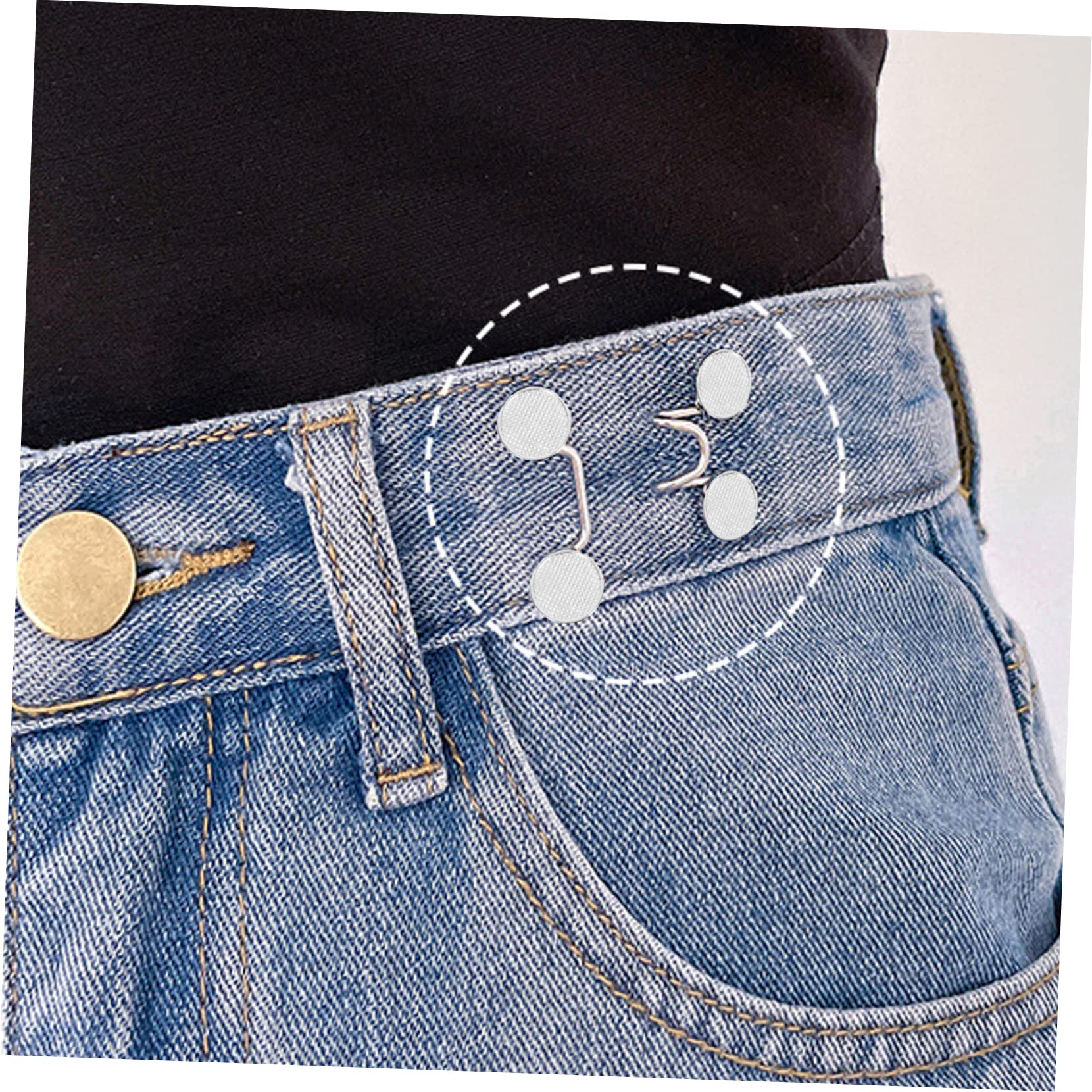 4 Paia Bottoni Reggipancia Jeans - Regolabili, Senza Cuciture, Per Stringere Vita Pantaloni - Foto 11