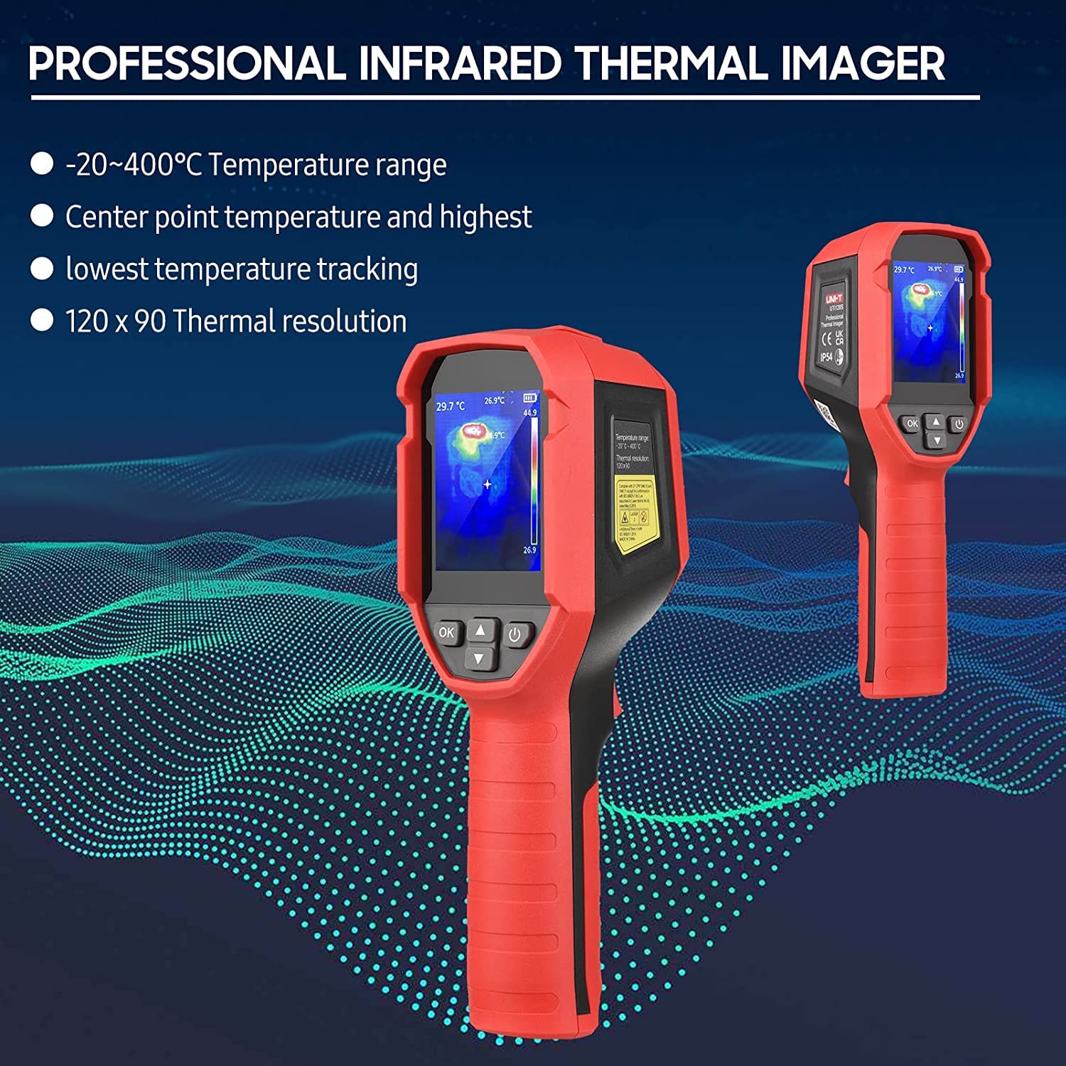 UTi120S Profesjonalna kamera termowizyjna na podczerwień 2,4 cala LCD Cyfrowe aparaty do obrazowania na podczerwień -20 ~ 400°C Zakres temperatur 120 X 90 Rozdzielczość termiczna LED, IP