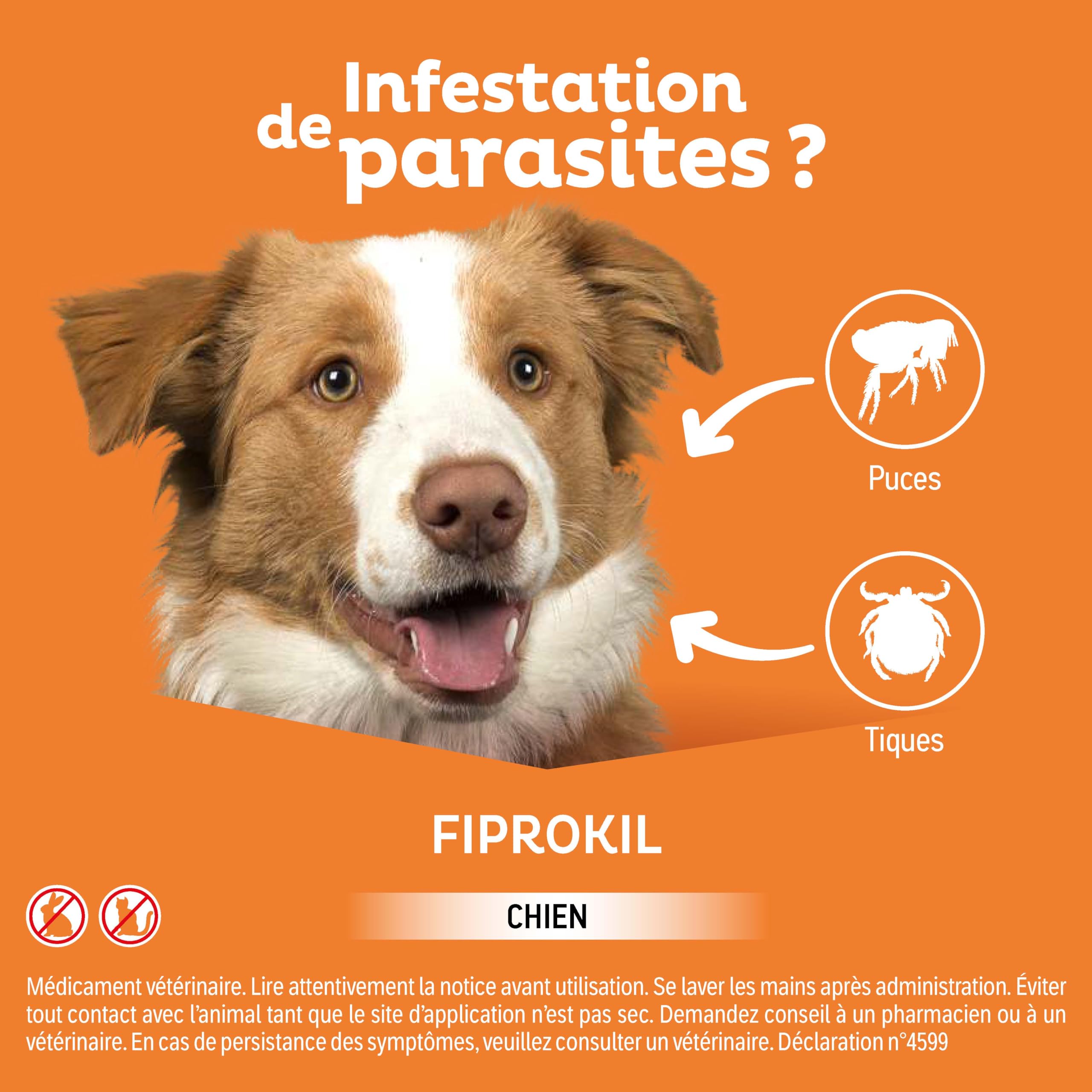 Clément Thékan - Anti-puces et anti-tiques pour grands chiens de 20 à 40 kg - 4 pipettes - Solution pour Spot-on Fiprokil 268 mg