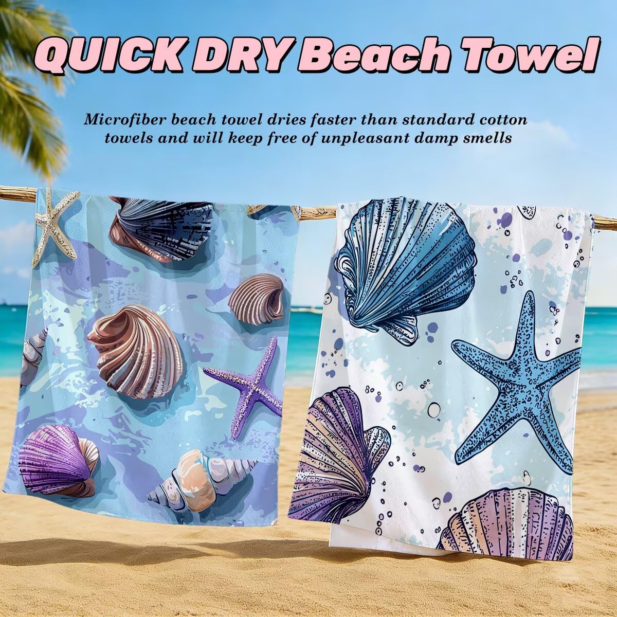 Ręcznik plażowy z mikrofibry, zestaw 2 dużych ręczników kąpielowych 100x200 cm, szybkoschnący ręcznik kąpielowy, ręczniki plażowe, sportowe ręczniki z mikrofibry do podróży -4730