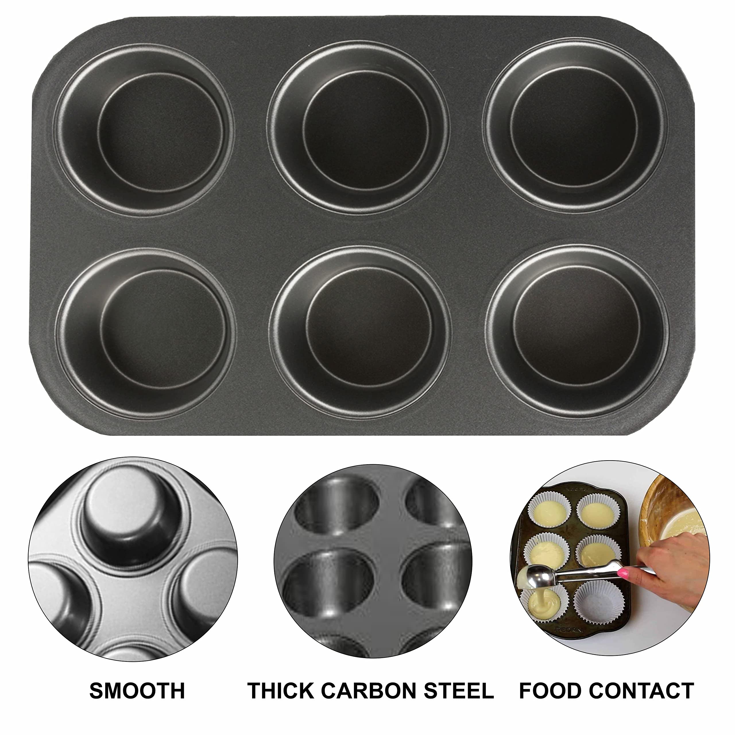 Bakeware Lot De 2 Moules à Muffins Antiadhésifs Pour 9 Muffins Yorkshire Pudding, Pâtisseries, Petits Pains, Cupcakes (pinceau Gratuit