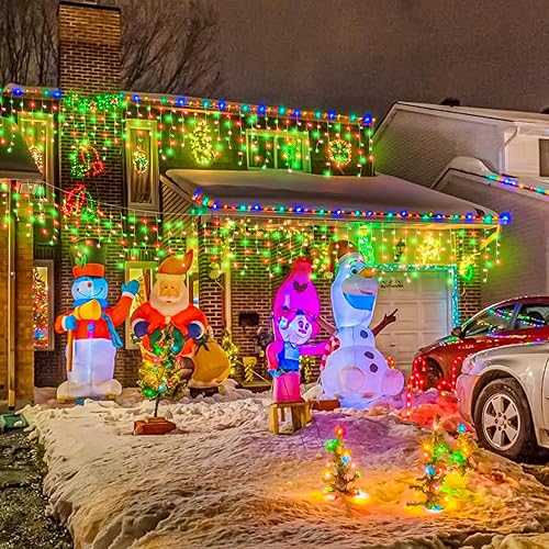 Miniatura 71 de Luces de Navidad de carámbano para exteriores, 66 pies, 640 luces LED de carámbano para exteriores con 8 modos de temporizador, impermeable, Blanco