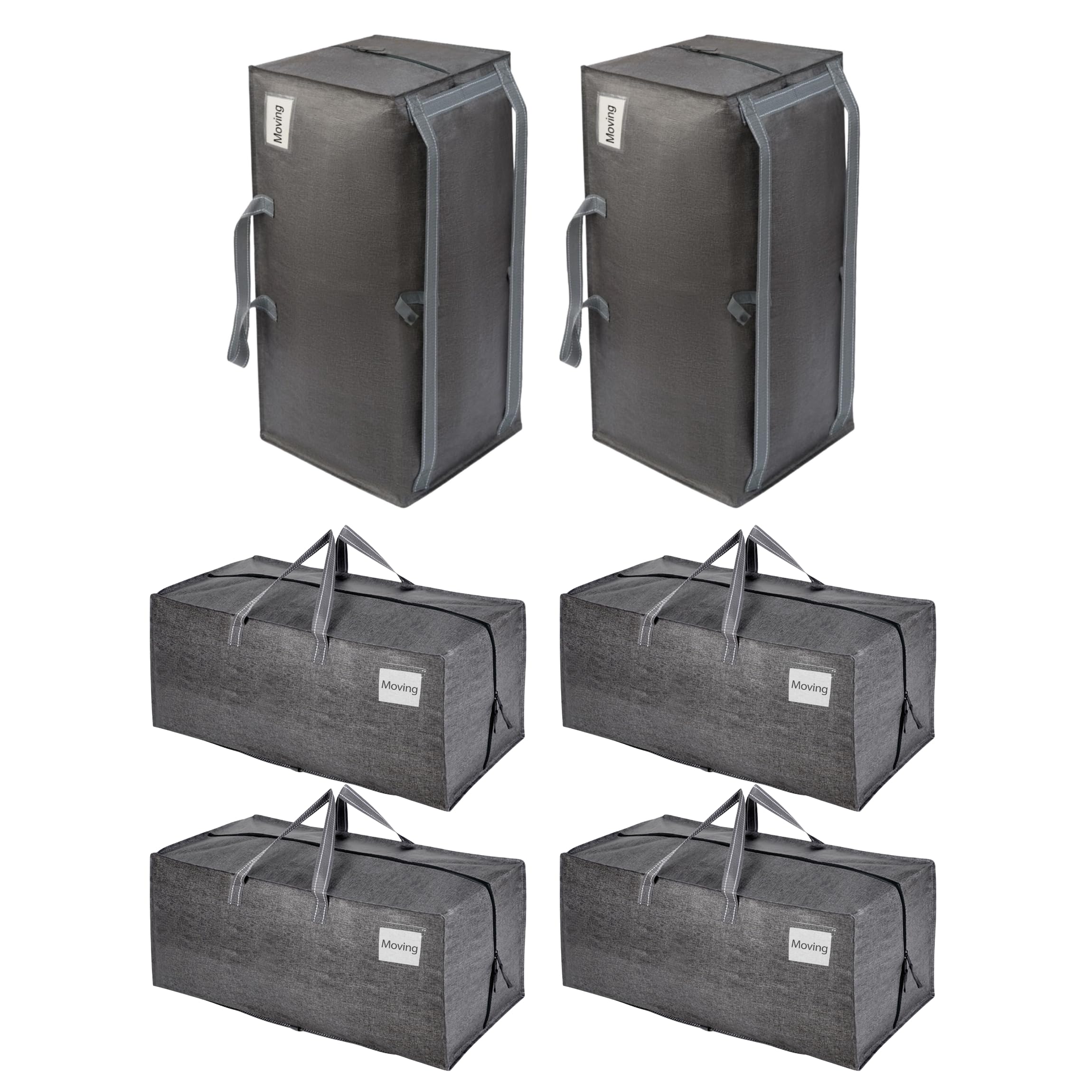 VENO 6 Pack Heavy Duty Moving Bags with Backpack Straps, Zippers & Handles, Extra Large Packing Bags for College Dorm Essentials, Moving Supplies Alternative to Cardboard Moving Boxes Gray 6 Pack