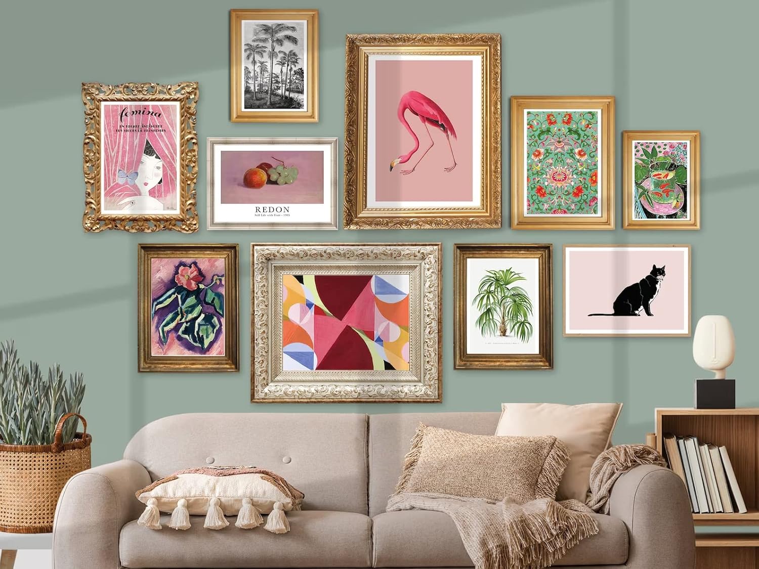 Set 10 Wall Decor Eclectic, Vintage French Art Prints And