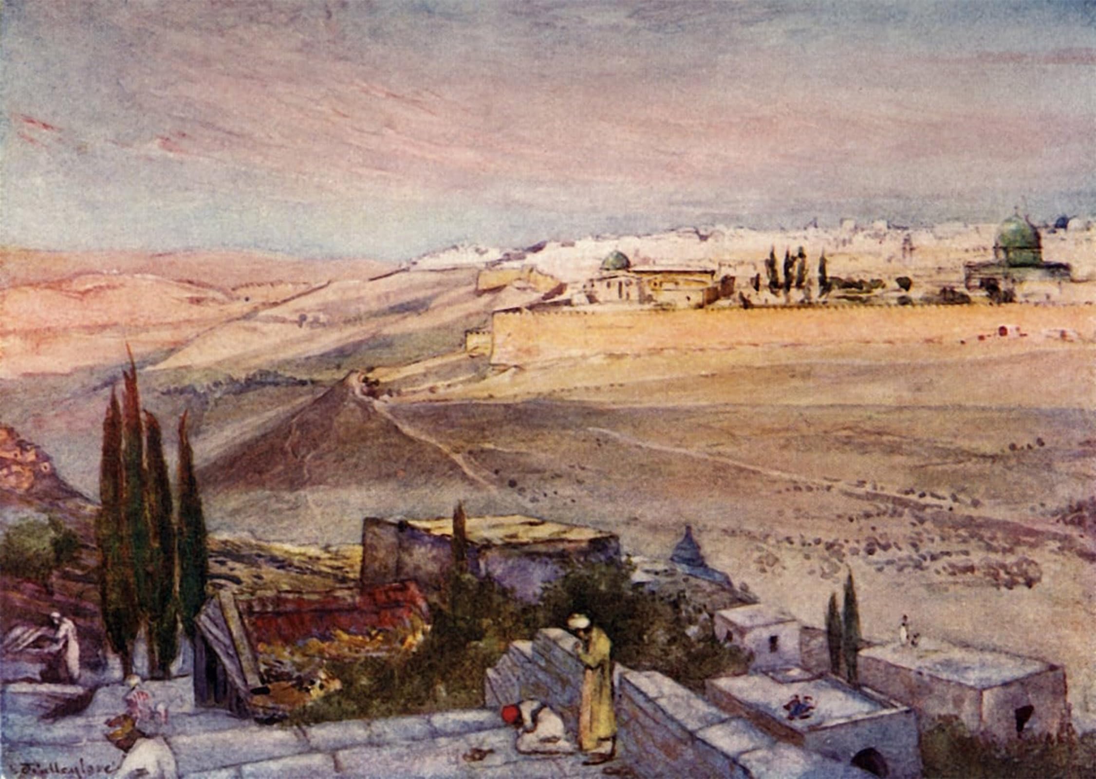 ARTXLXXBN Famous Painting Canvas Artwork Graffiti Print Sunrise From the Mount of Olives by Fulleylove Portrait Canvas Image for Home Decor 60x90cm
