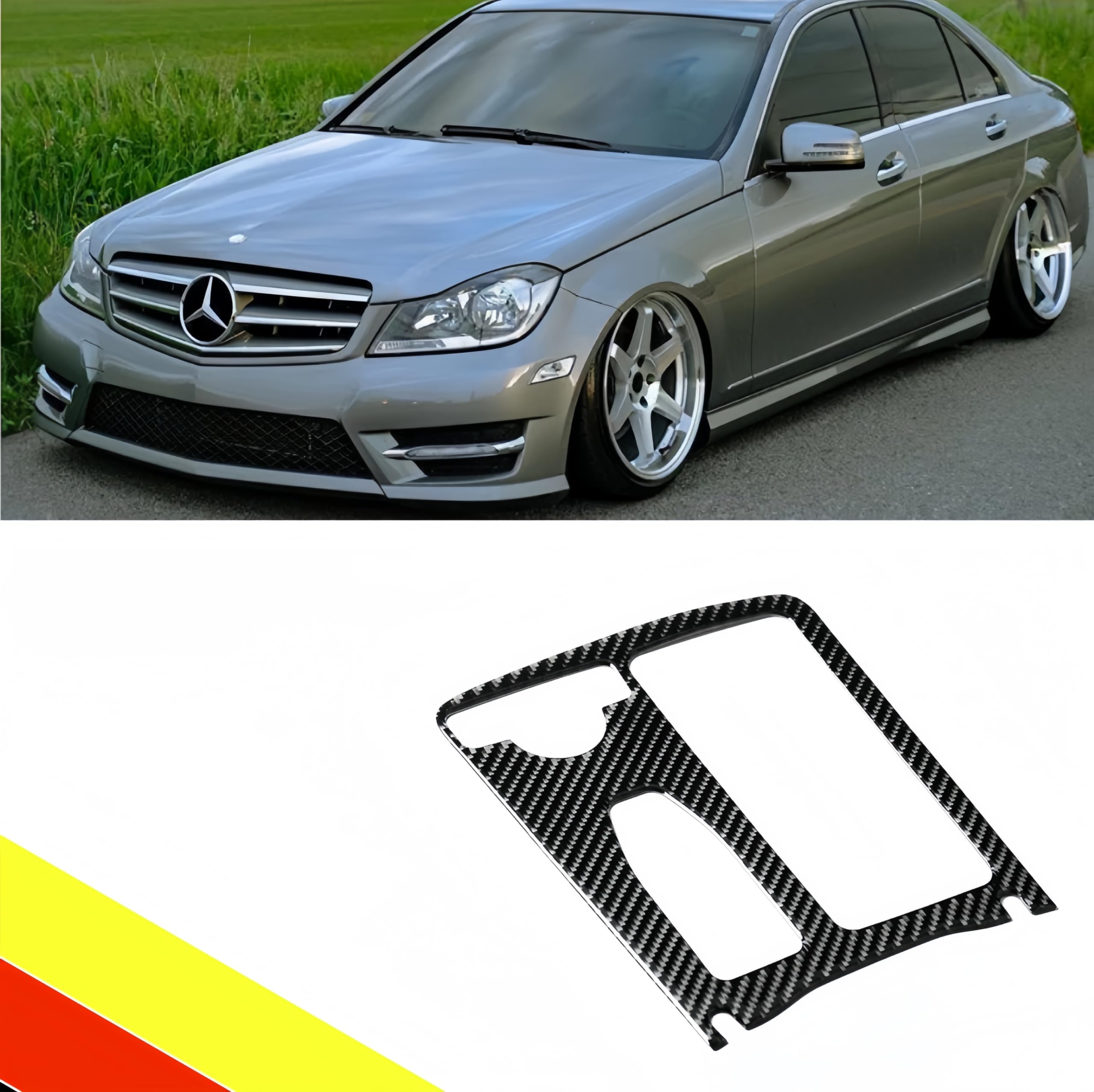 POETRYXIAO Middenconsole bekerhouder framebekleding voor Mercedes C