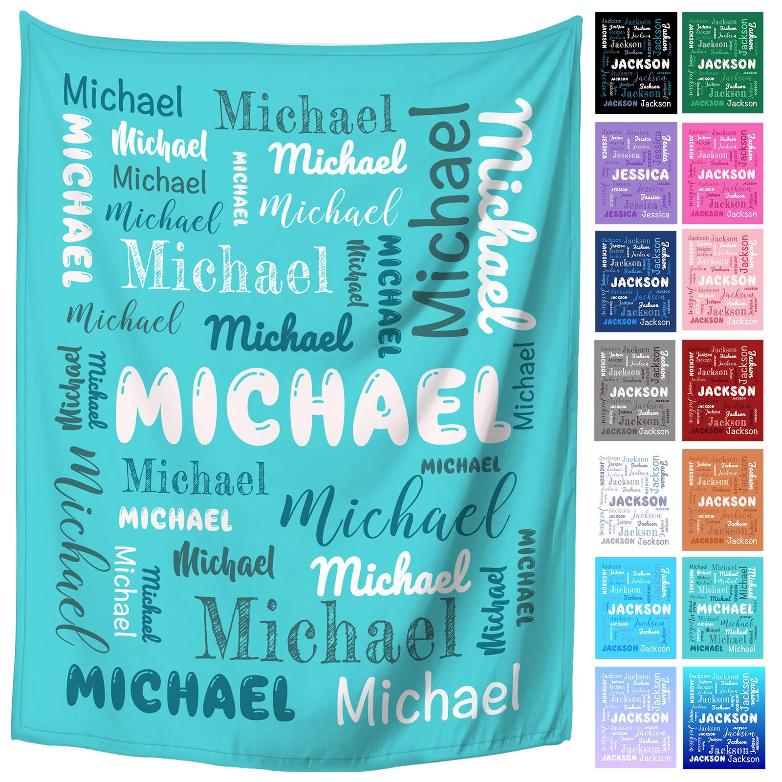 PFTPOW Personalized Blankets for Kids Adults Custom Name Blanket Customized Baby Blankets with Names Gifts for Christmas Birthday Valentines Day 40''