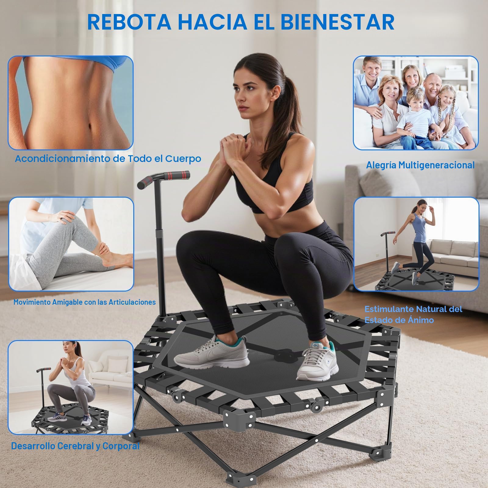 Mini Trampolín Plegable, Cama Elástica Fitness de Interior 106 cm