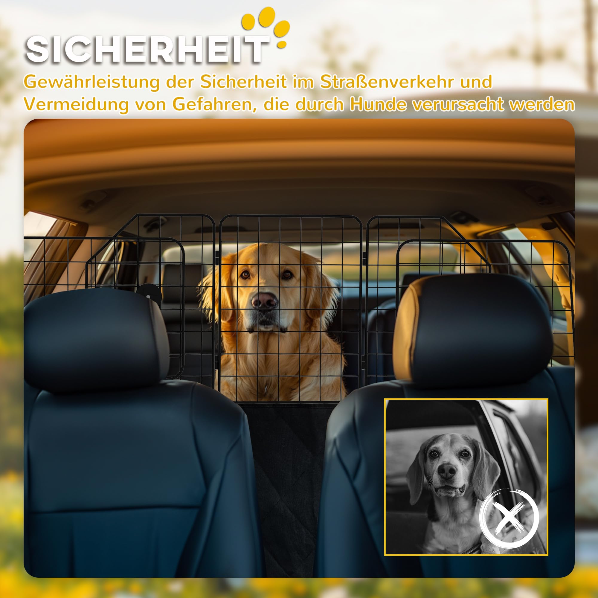 PawHut Hundegitter Auto Universal Kofferraumgitter Verstellbare Breite Hundeschutzgitter Auto Barriere Trenngitter für Hunde aus Stahl Schwarz 93-150 x 42 cm