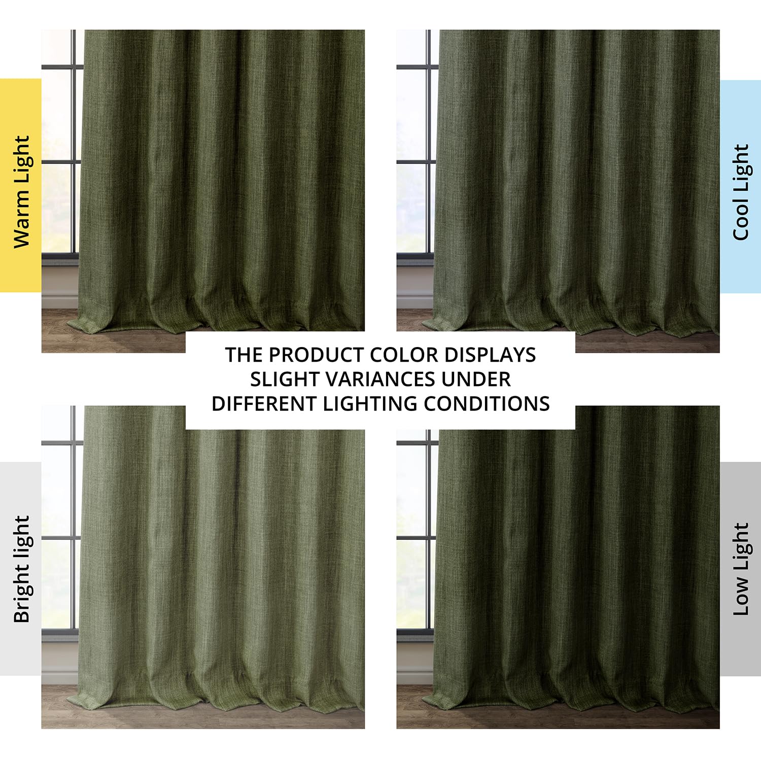 HPD Half Price Drapes Faux Linen Room Darkening Curtains for Bedroom 50 X 108, BOCH-LN22302-108 (1 Panel), Khaki Green - Image 3