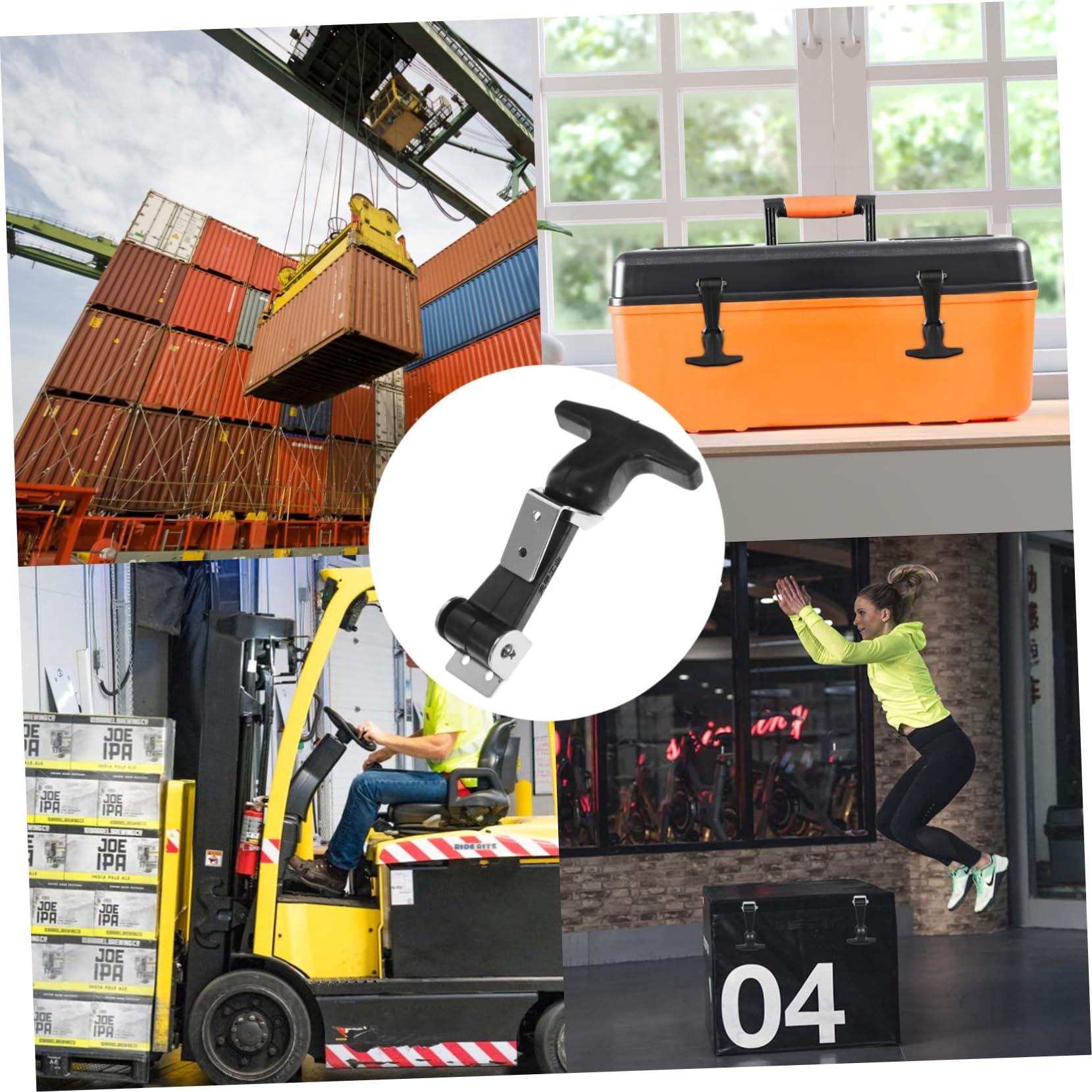 LIFKICH 2pcs Stainless Steel T-Handle Draw Latches for Boxes Toggle Latch Rubber Strap