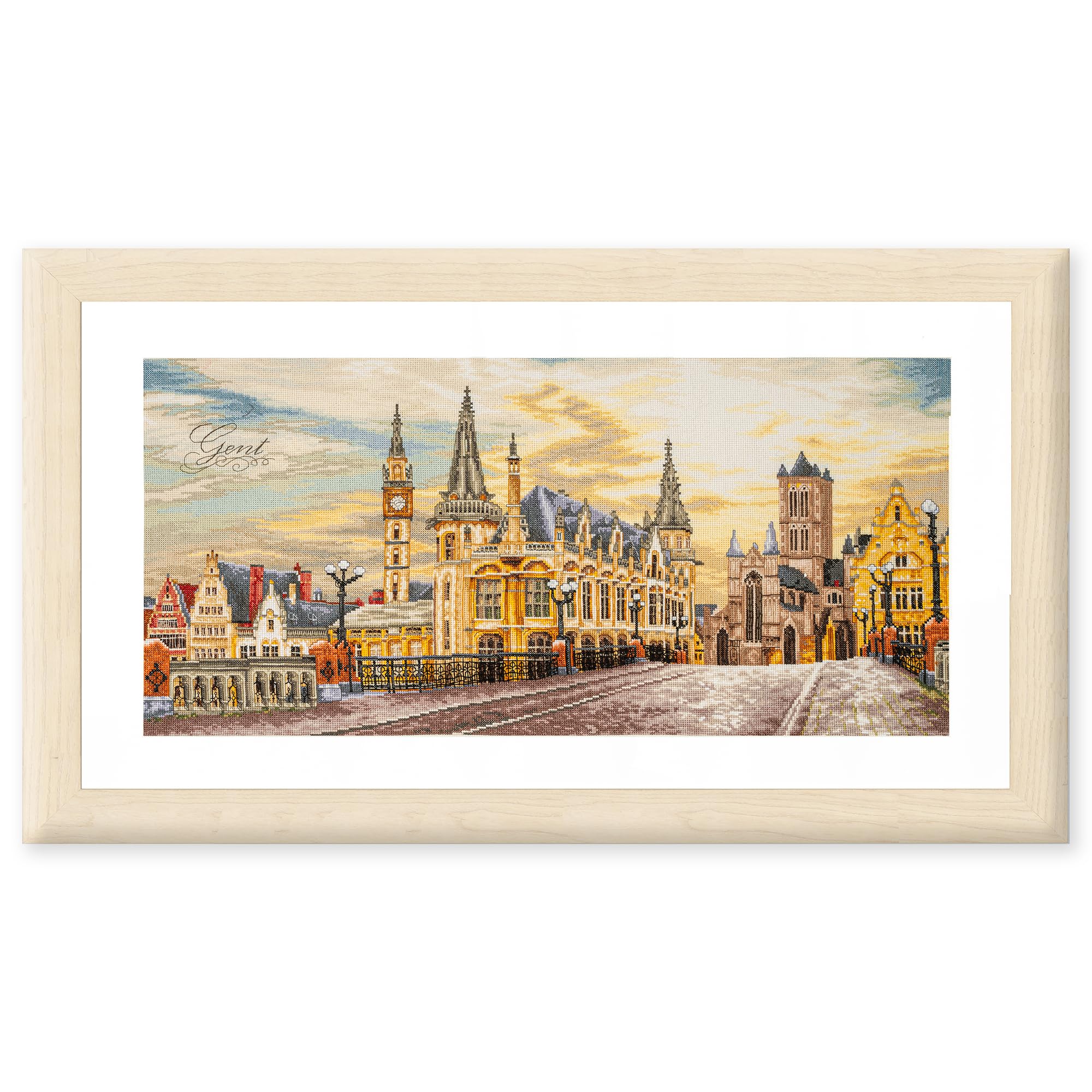 LANARTE Haft Krzyżykowy Liczony Zestaw Obraz do Haftu WIDOK NA GANDAWĘ Zrób to Sam Zestaw Kreatywny dla Dorosłych Rękodzieło Artystyczne 70 x 35 cm Dekoracja Ścienna DIY Cross Stitch Kit