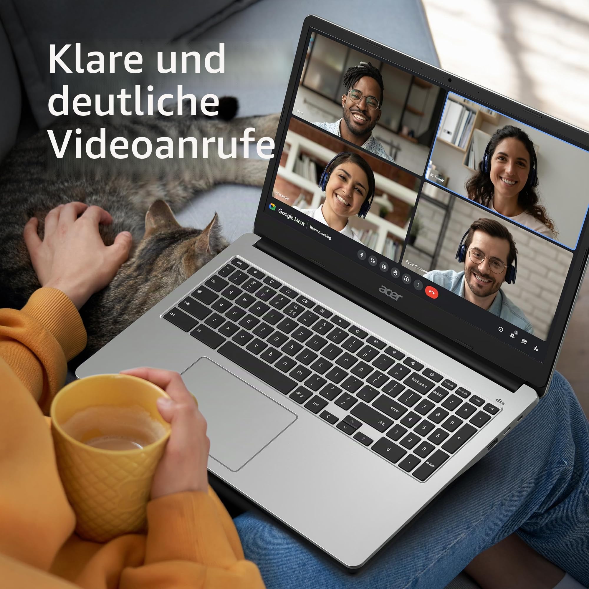 Acer Chromebook 315 CB315-4HT-C5B3, Ordinateur Portable Tactile 15,6'' Full HD IPS, PC Portable (Intel Celeron N4500, RAM 4 Go, 128 Go eMMC, UHD Graphics, Chrome OS), Laptop Gris, Clavier AZERTY
