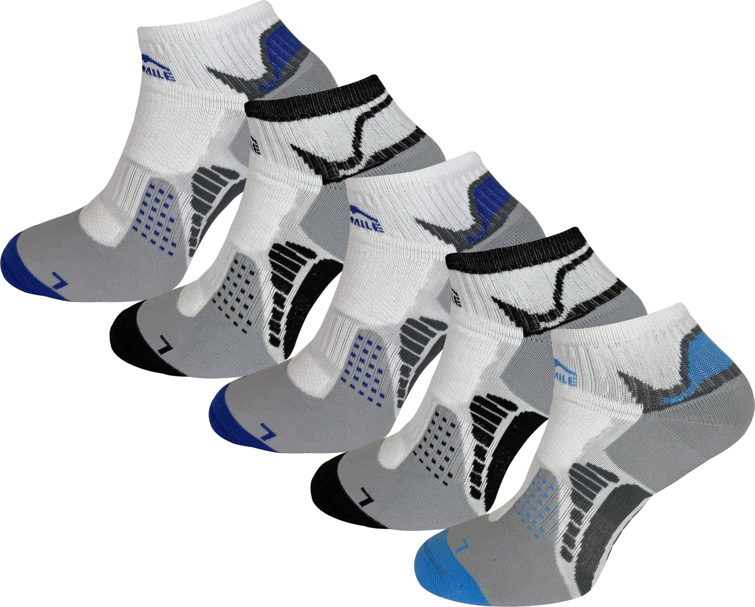 More Mile 5 Pack Mens Running Socks San Diego Cushioned Breathable Anti Blister Sport