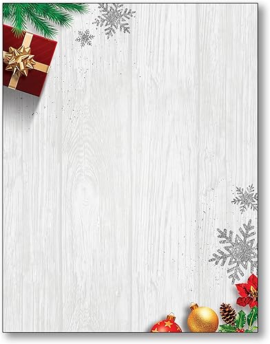 Papel de papelería navideño plateado y dorado, 80 hojas de membrete para eventos de invierno y vacaciones