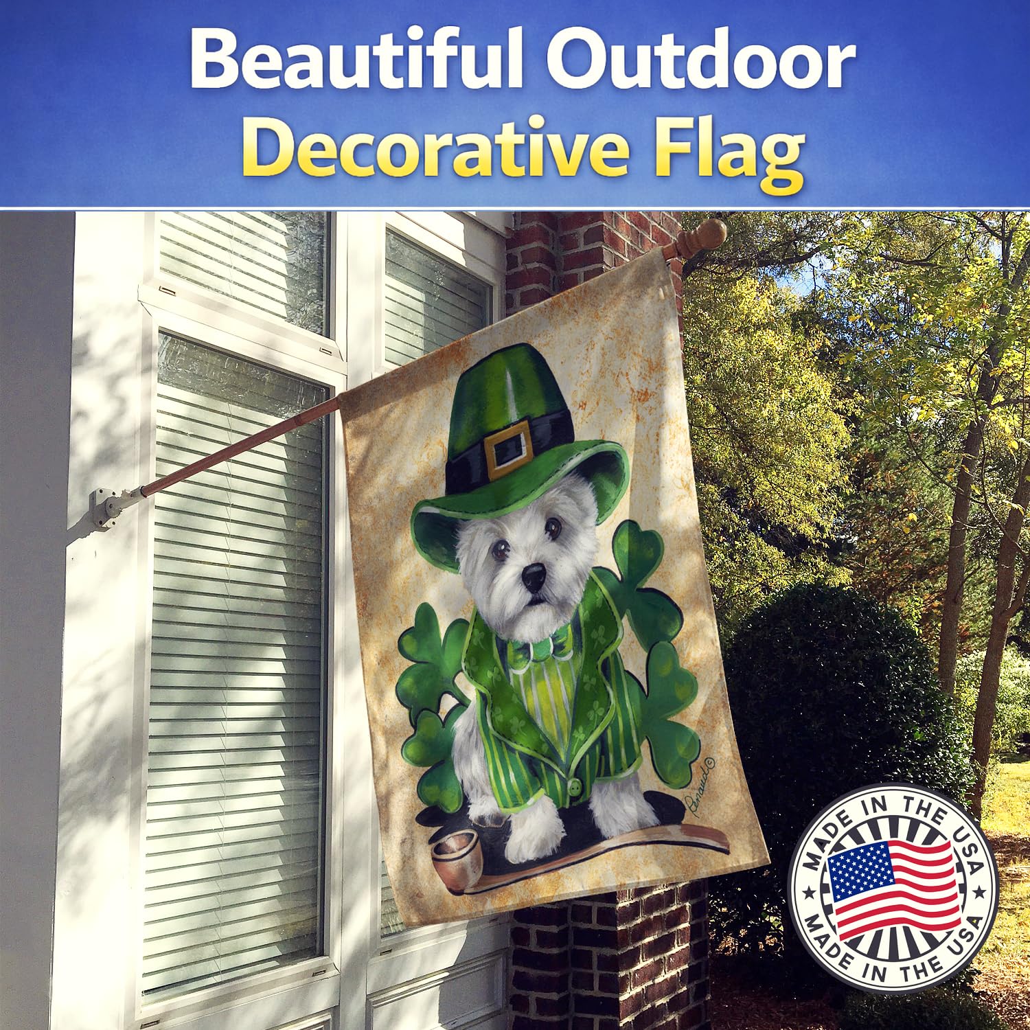 Caroline's Treasures PPP3214CHF - Bandera de duende del día de San Patricio de Westie, tamaño de casa, multicolor