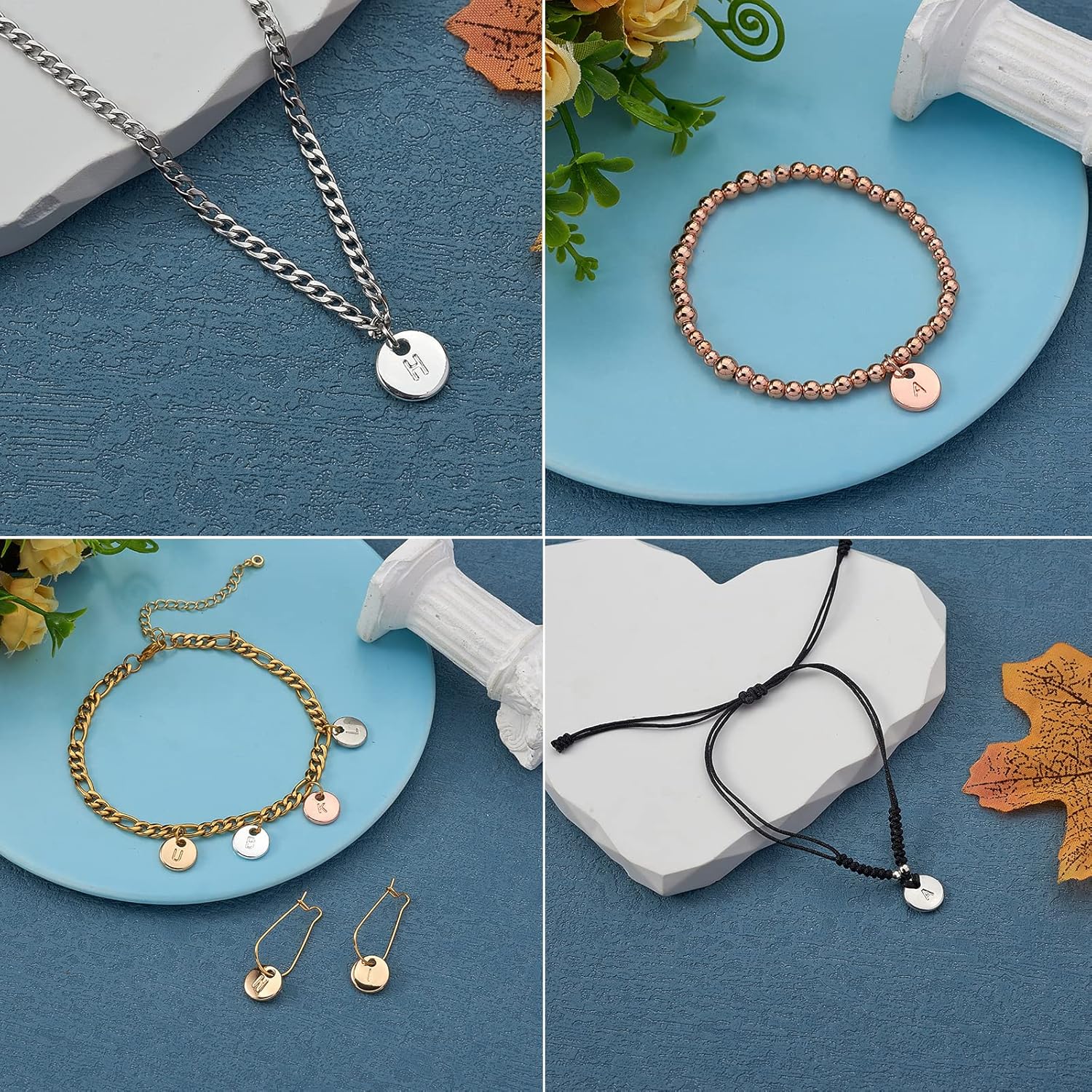 26 Pieces Double Sided Alphabet Charms Letter A-Z Charms Pendants Alloy Letter Pendant Silver for Jewelry Necklace Bracelet Earring Making Crafts - Image 5