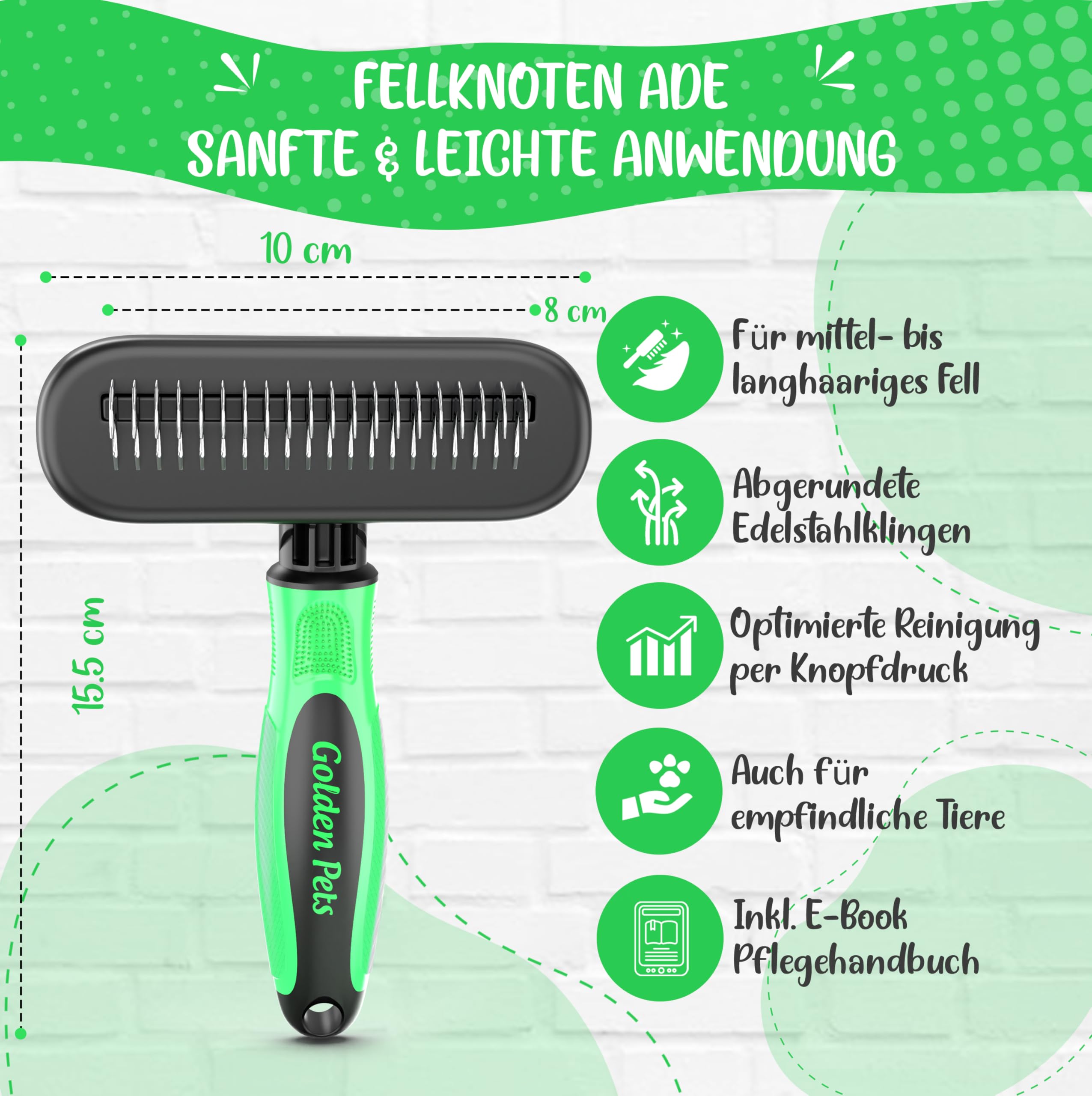 Cepillo autolimpiante para la ropa interior, cepillo para perros de pelo largo y gato, pelo largo, peine para la parte inferior elimina la capa interna y enredos, elimina nudos – Cepillo para cambio
