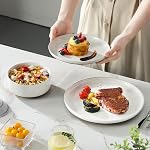 MALACASA Modern Ceramic 24-Piece Dinnerware Set for 8 Stoneware Kitchen Plates, Microwave and Dishwasher Safe, White, Tara Series