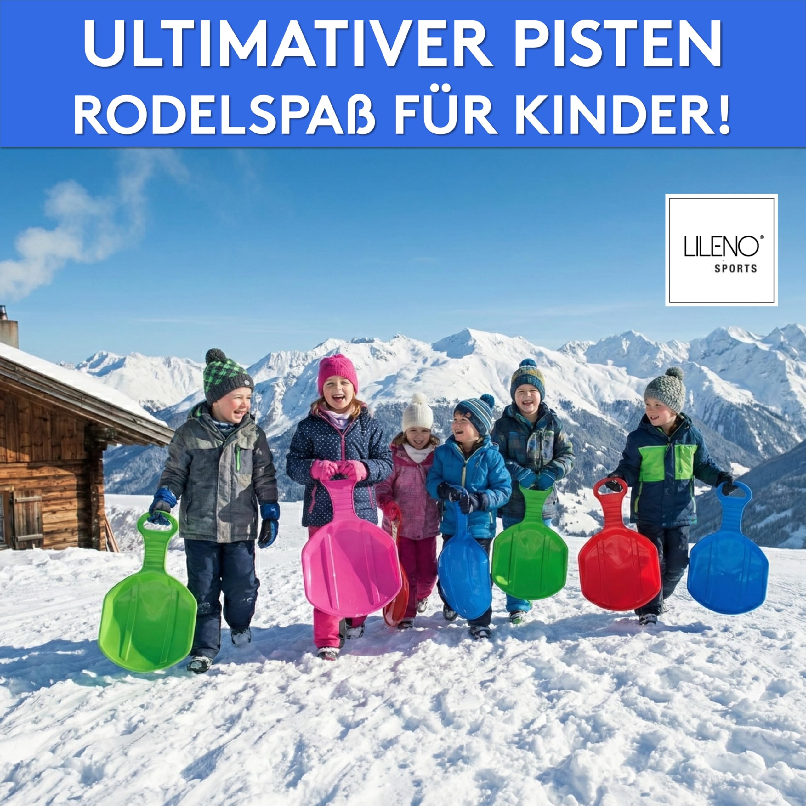 LILENO SPORTS Pala pop per bambini (set di 1) - piastra scorrevole in plastica per tutta la famiglia - scivolo da neve per indimenticabili giornate invernali - anche per adulti