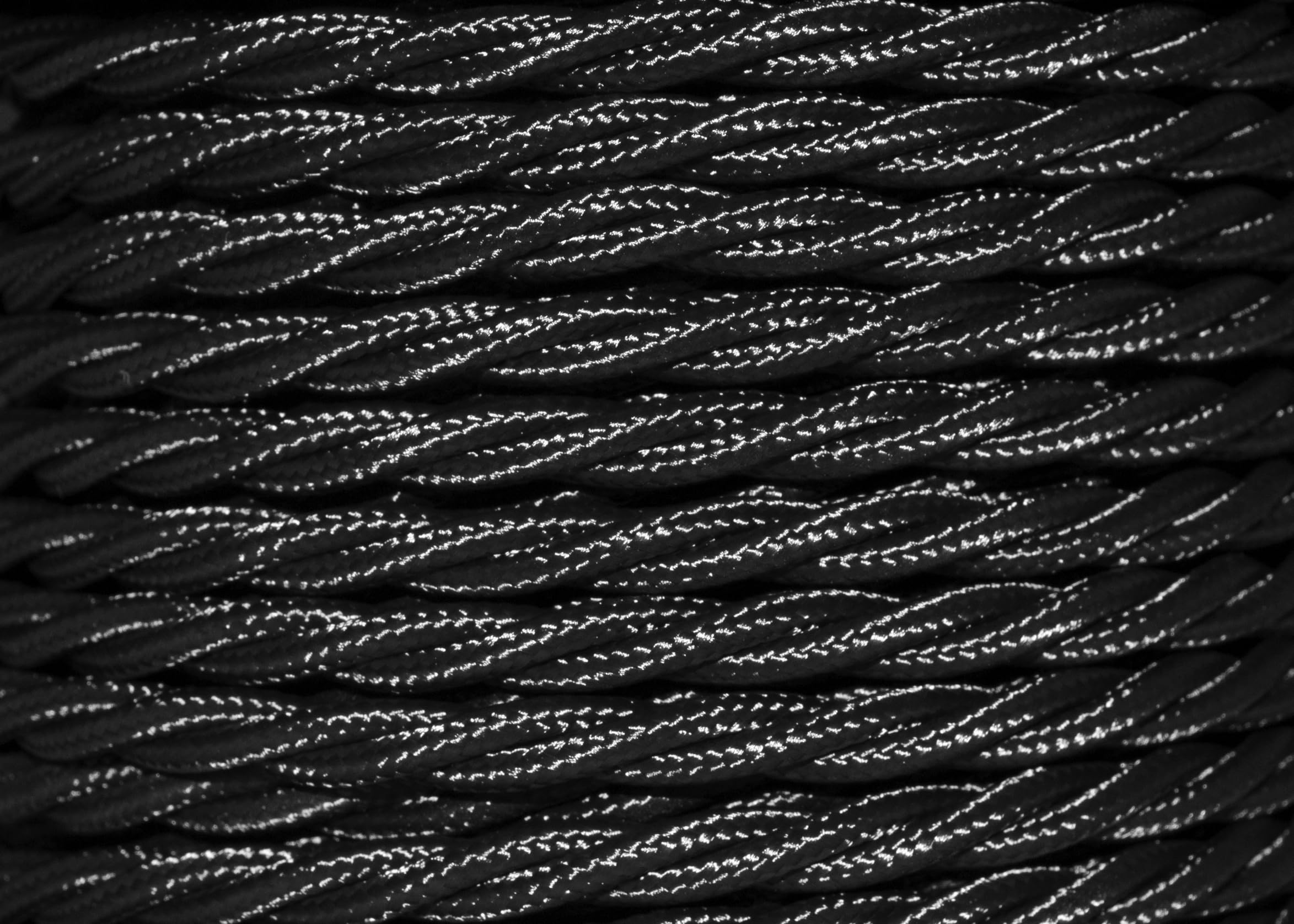 3 Core Electric Cable Black Braided And Twisted 0.50mm Inner Core 3 Amp Price Per Metre