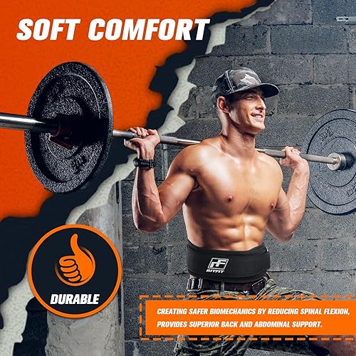 Miniatura 5 de RitFit Cinturón de levantamiento de pesas, ideal para sentadillas, estocadas, peso muerto, propulsores - hombres y mujeres - 6 pulgadas