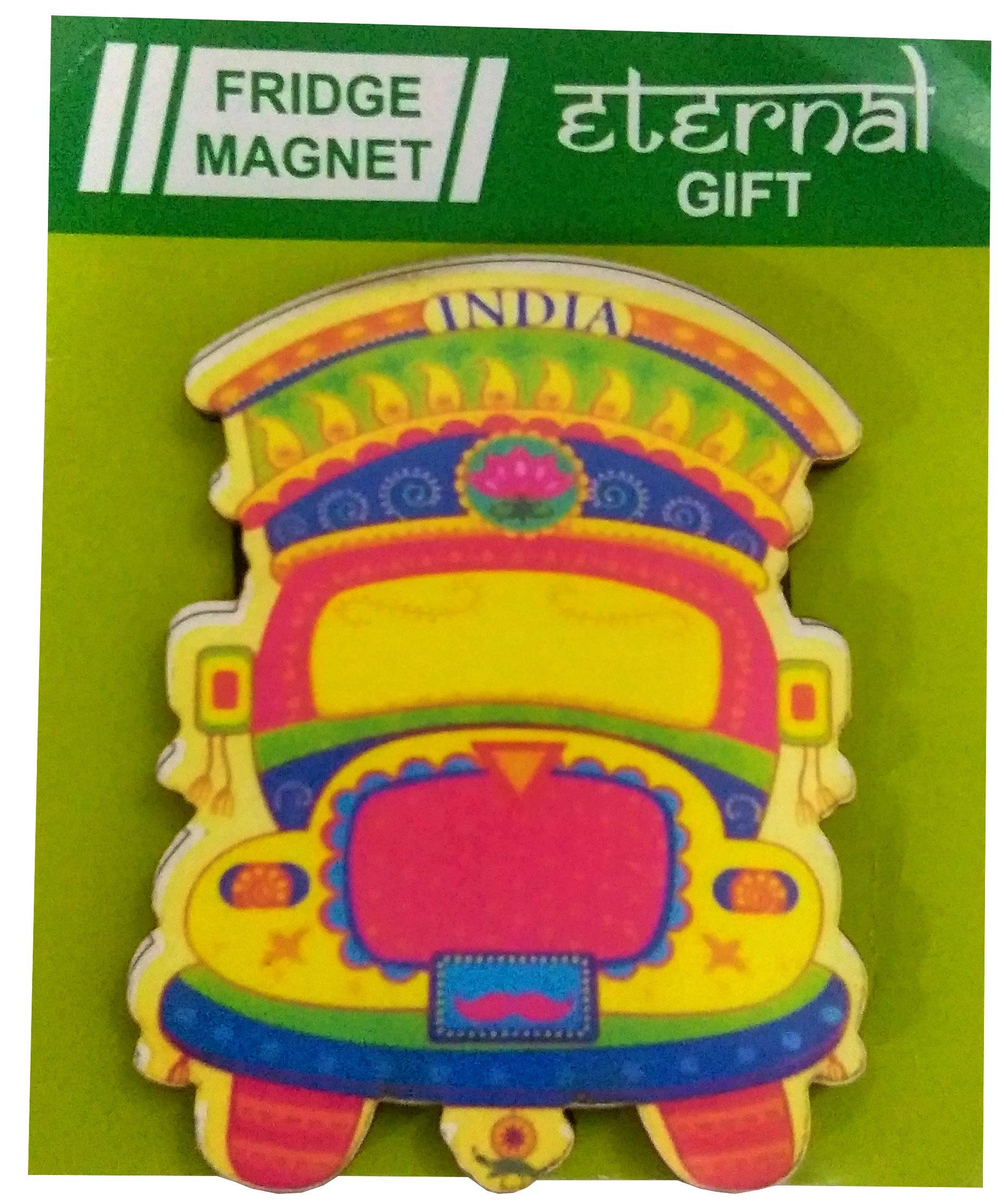 Purpledip Wooden Fridge Magnet: Colorful Truck, King of Indian Roads (11956), Multi Color, Small - Image 2