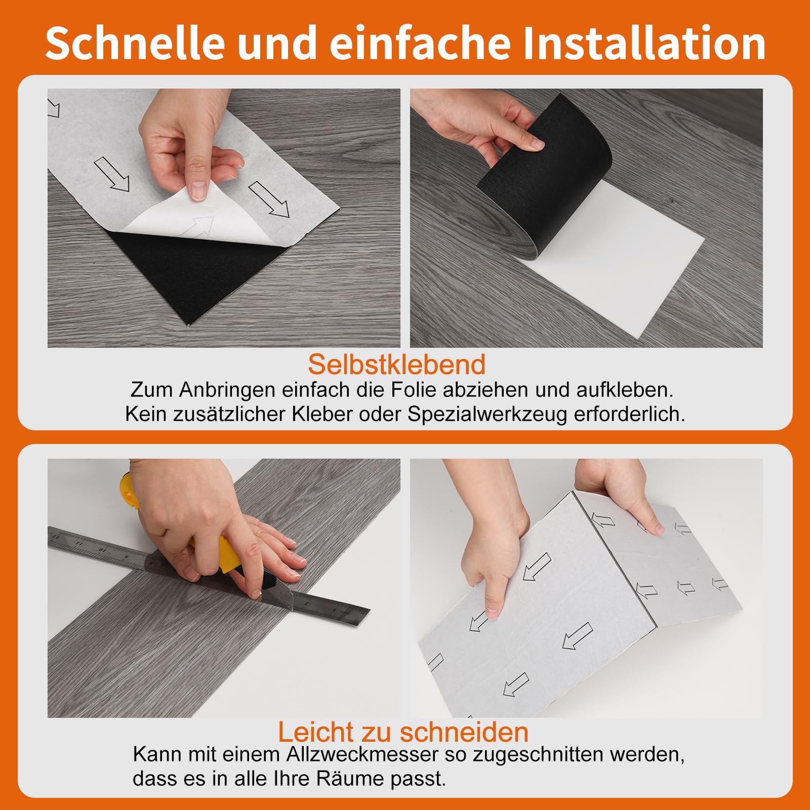 Mysflosy Suelo de vinilo autoadhesivo, suelo de PVC con aspecto de madera, impermeable, color roble gris, 15,24 cm x 91,44 cm, revestimiento de vinilo, 36 tablones, cobertura de 5 m²