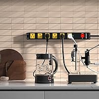 Vista 7 de Regleta protectora de sobretensiones de 2700J, regletas de alimentación resistentes con cable de 12 pies de largo y enchufe plano, tira de 6