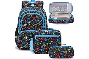 Boys 3PCS School Backpack with Lunch Box & Pencil Case Set - Gamepad