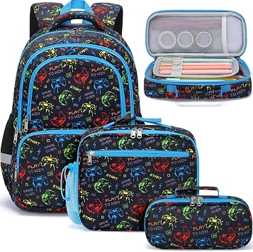 Fimibuke Kids Backpack for School Girls Boys, 3PCS Waterproof School Bag