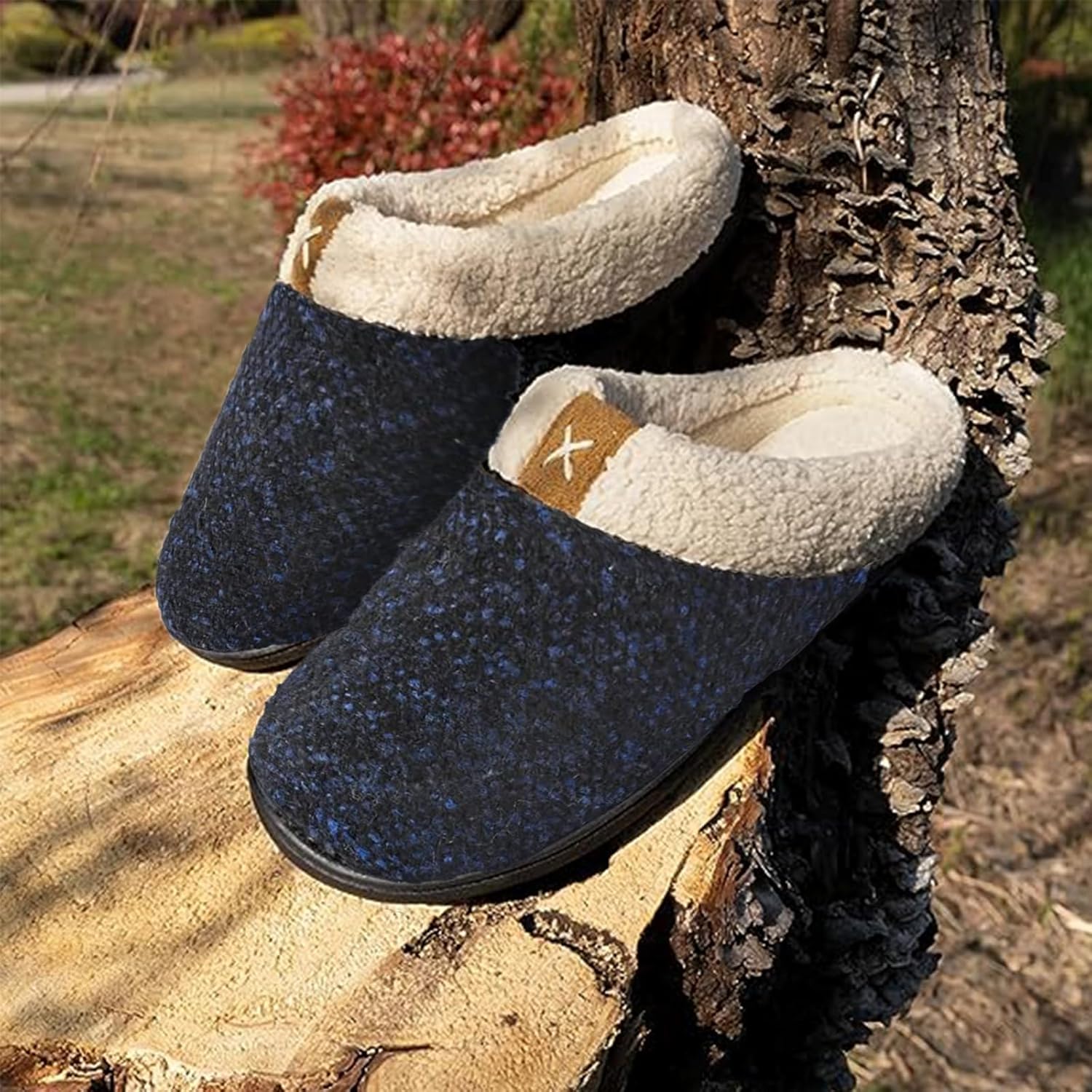 ULTRAIDEAS Mens Warm Fuzzy Slip On Slippers, Sherpa Lined House Shoes with Memory Foam for Indoor Outdoor, Mens Gifts for Winter - Image 6