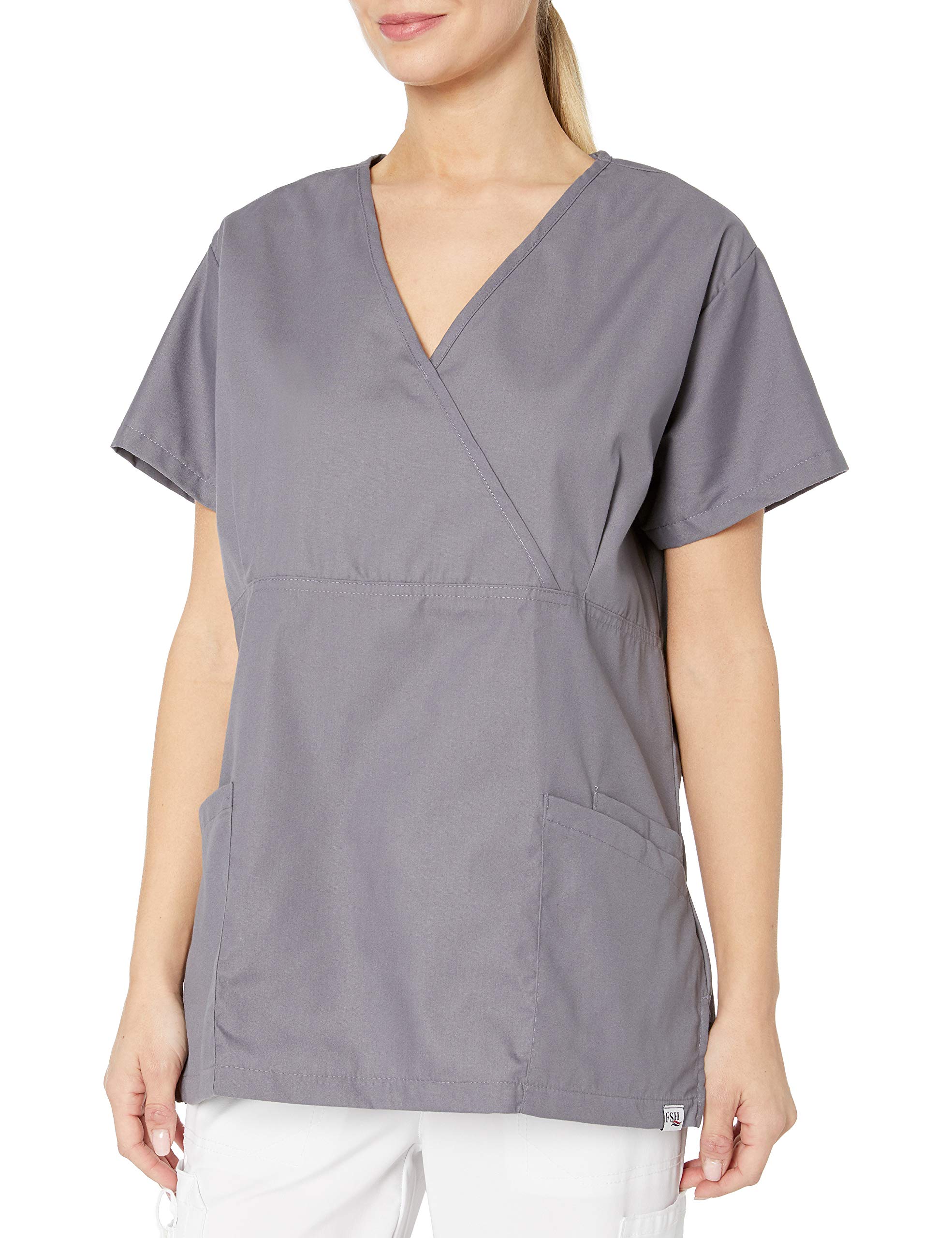 Fashion Seal Healthcarewomens Ladies Pewter Simply Sft Mock Wrap Tunic Medical Scrubs Shirt