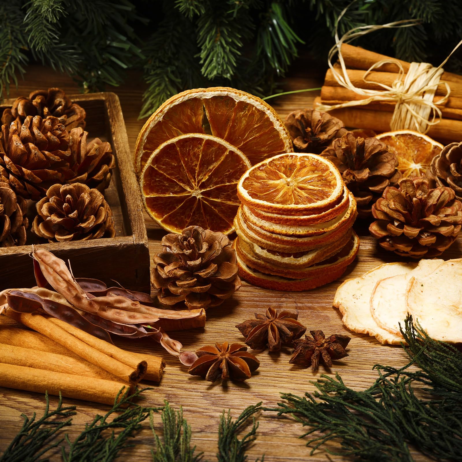 Siifert 4 Pack Christmas Stovetop Potpourri Xmas Simmer Pot Kit Dried Orange Apple Pieces Potpourri Simmer Pot Room Air Freshener Sachet Botanical Catchall Bowl Filler Decor for Holiday Xmas Decor